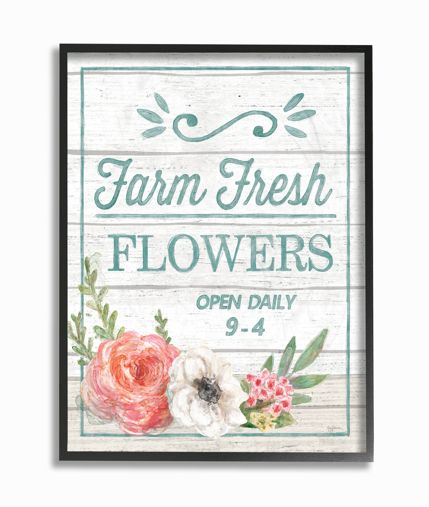 Stupell Industries Farm Fresh Flowers Black Framed Wall Art