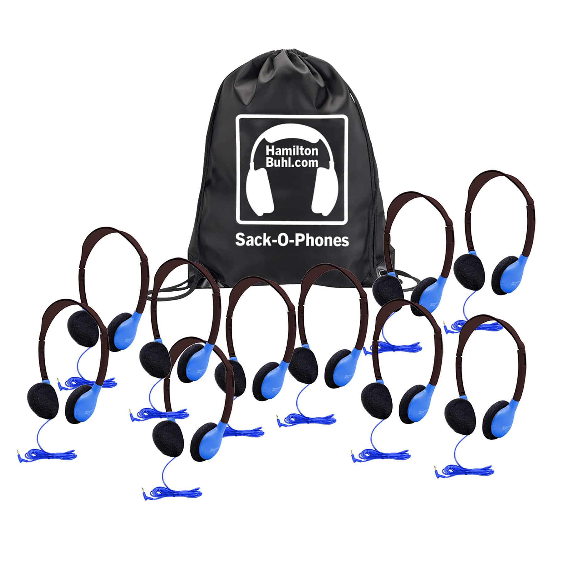 HamiltonBuhl® Sack-O-Phones 10 Piece HA2 Headphones Set in Blue | Michaels®