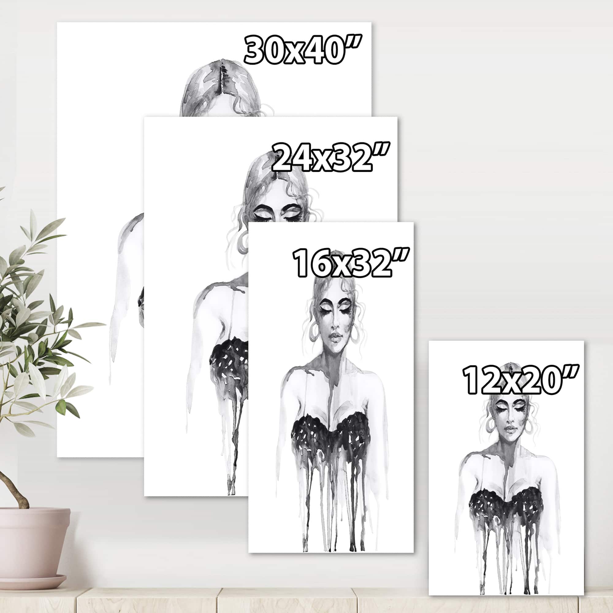 Designart - Monochrome Portrait of Woman Wearing Evening Dress