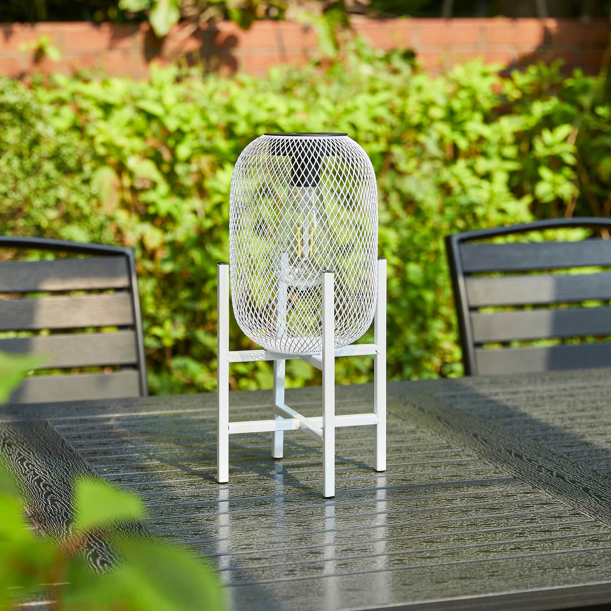 Glitzhome® 14" Metal Mesh Solar Powered Lantern with Stand