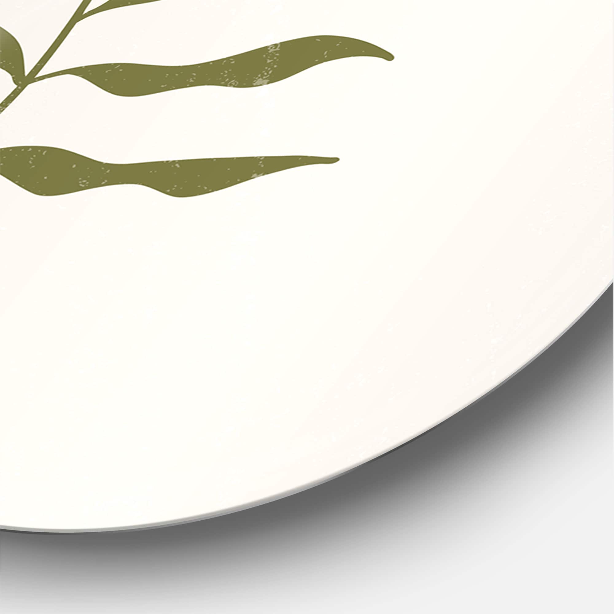 Designart - Abstract Geometrical Moon With Leaf II - Modern Metal Circle Wall Art