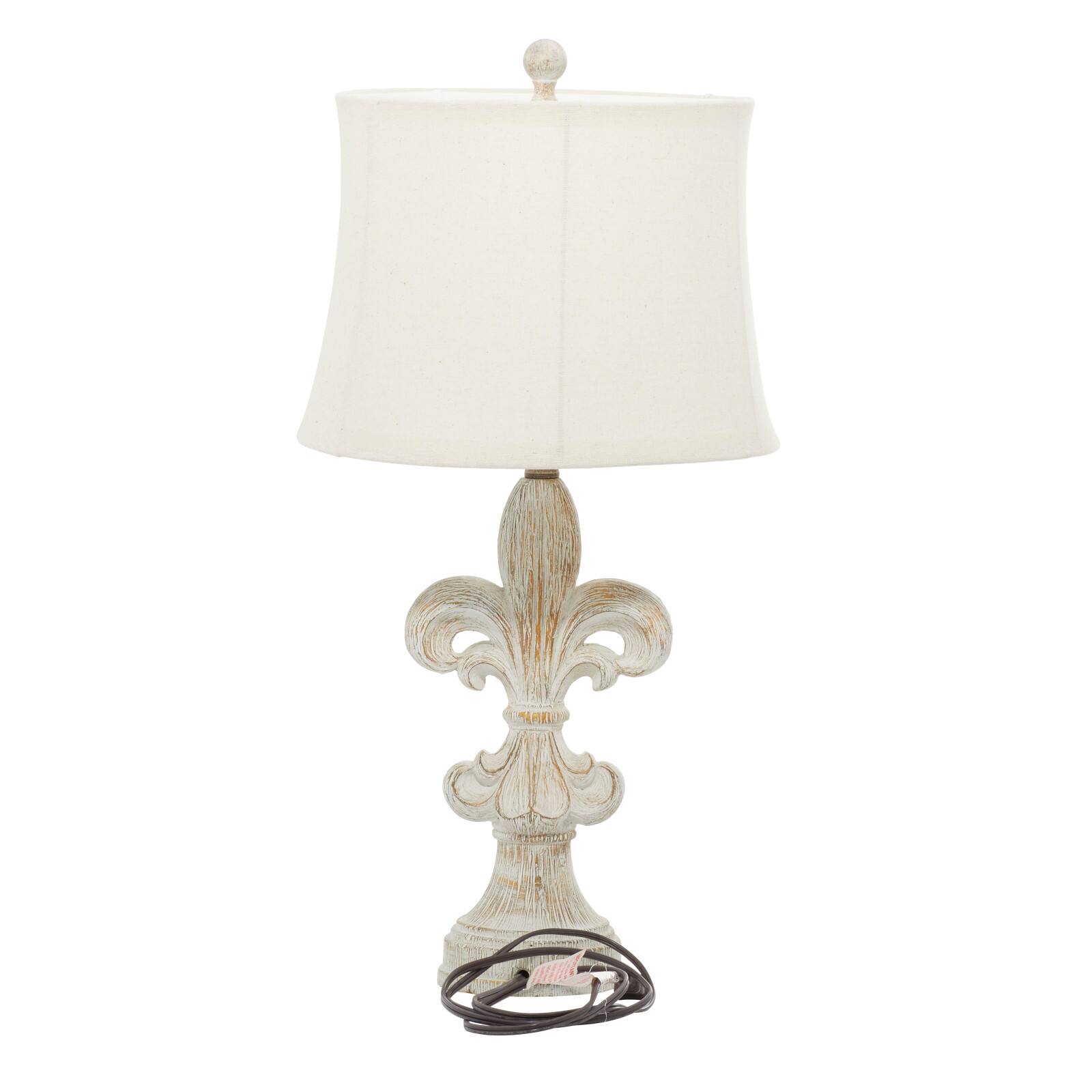 28" White Polystone French Country Table Lamps, 2ct.
