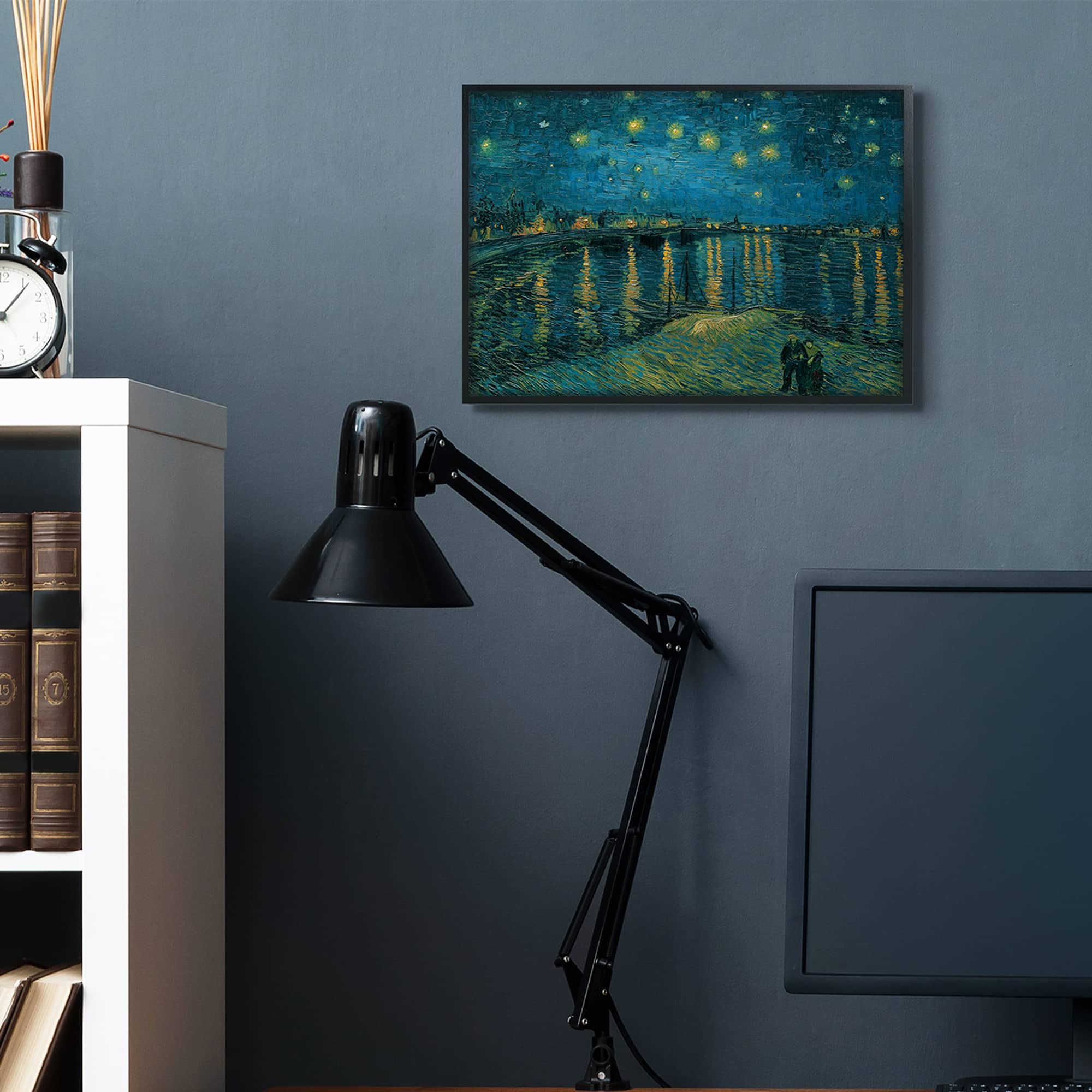Stupell Industries Classic Starry Night Over the Rhone Van Gogh Painting in Black Frame Wall Art