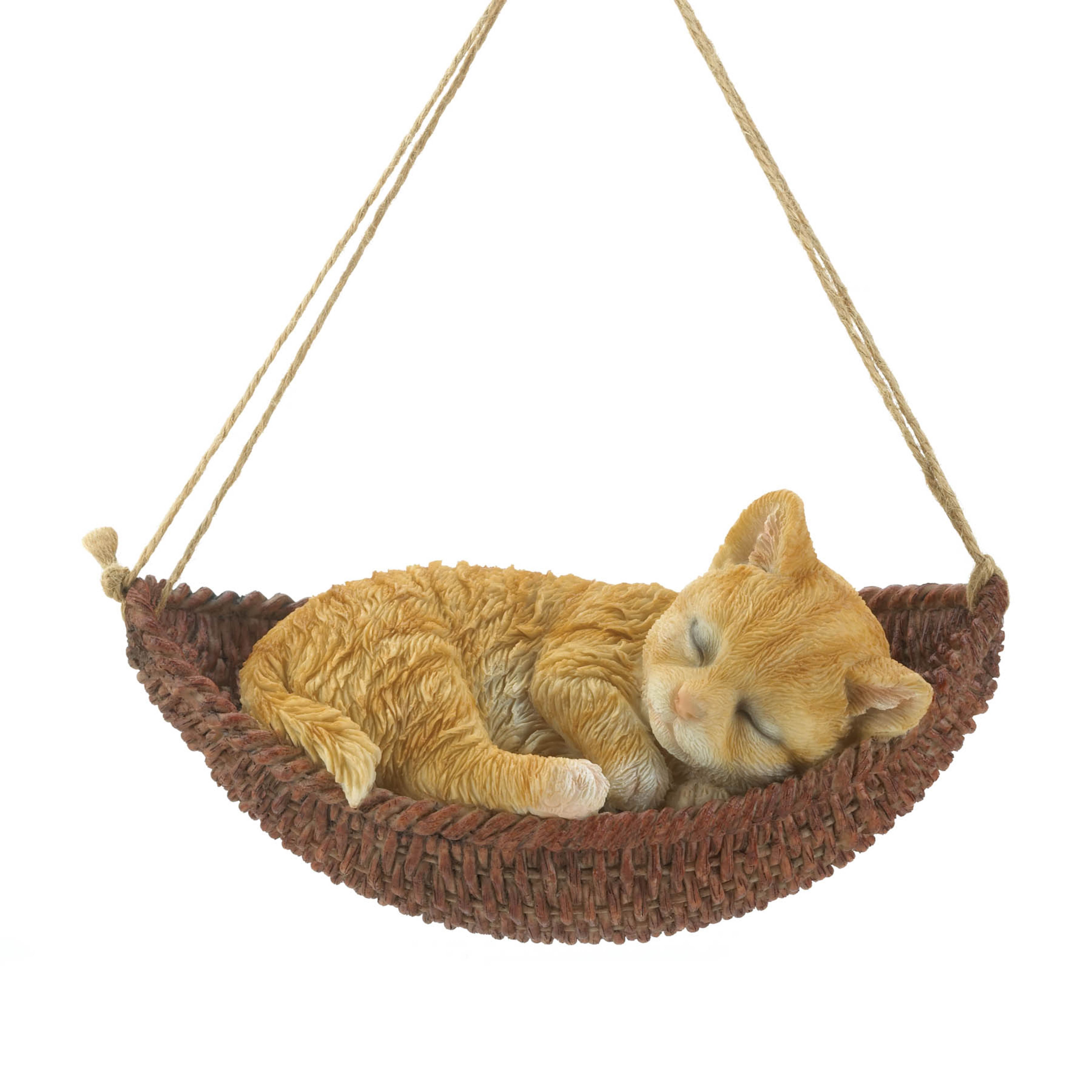 7" Napping Cat on Hammock Figurine