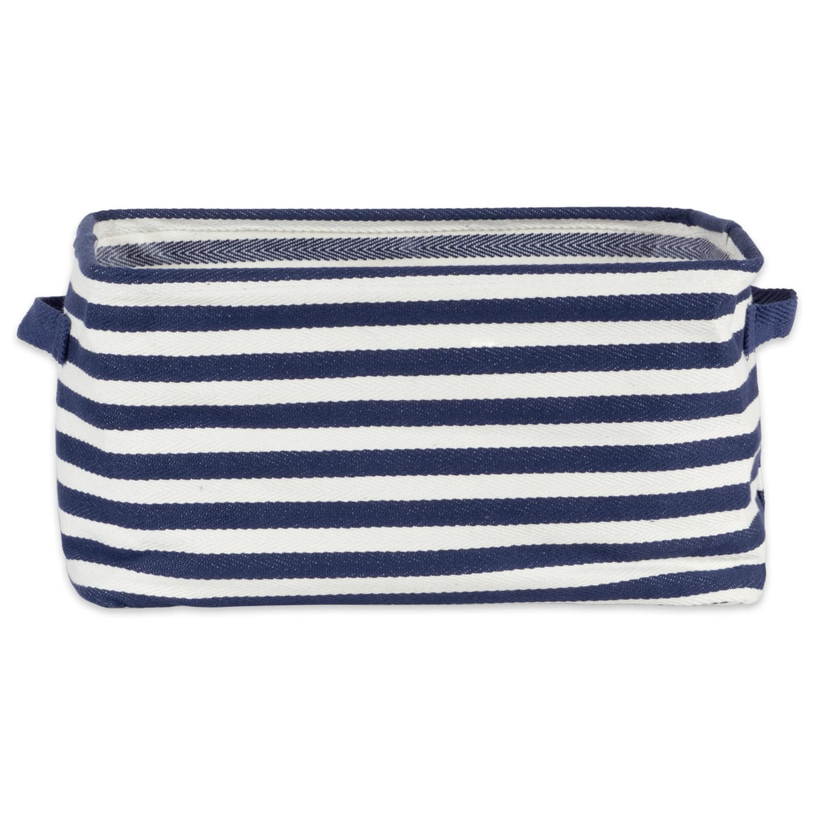 DII® Medium French Blue & White Herringbone Striped PE-Coated Cotton Laundry Bins, 2ct.