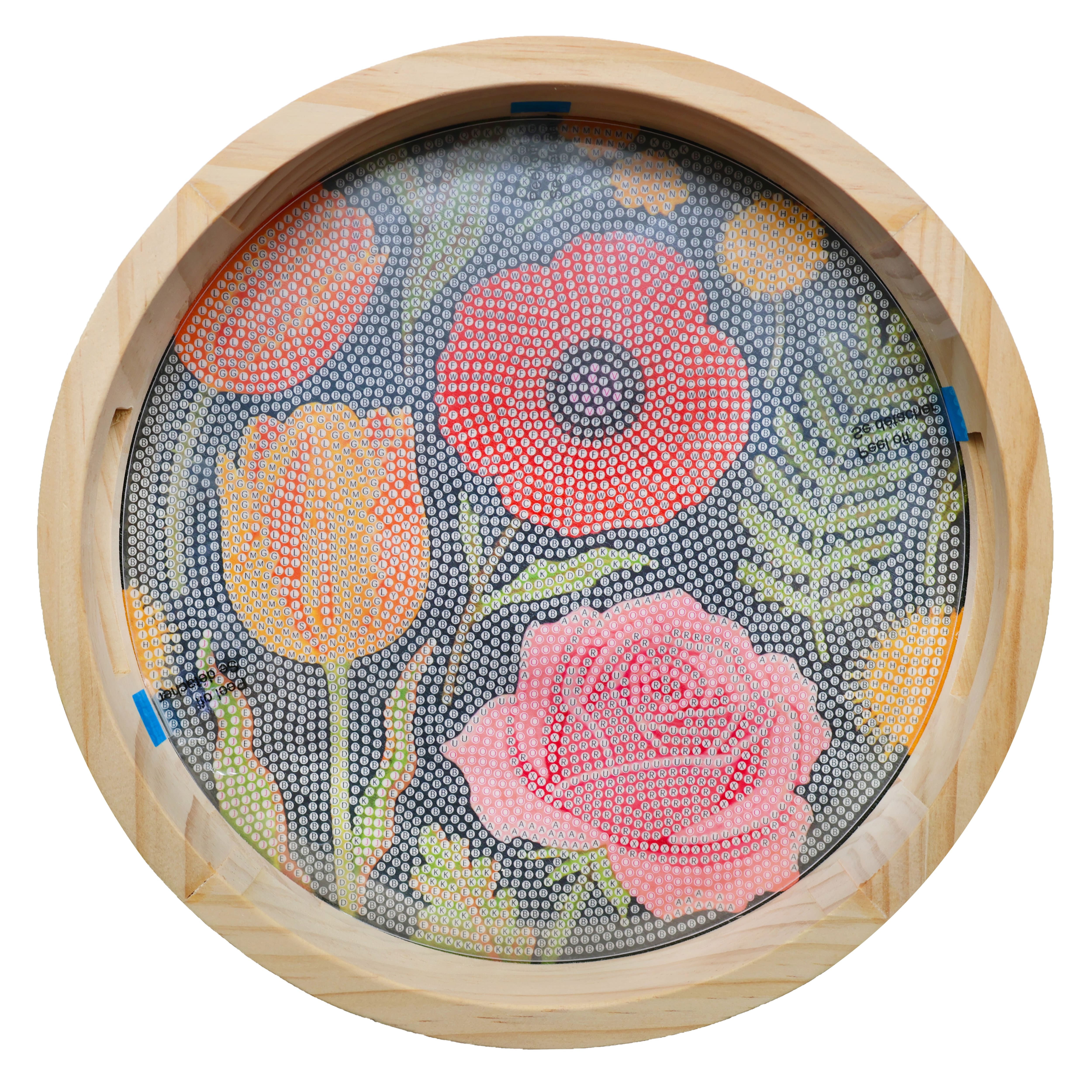 10" Bold Flowers Round Wood Tray Diamond Art Kit by Make Market®