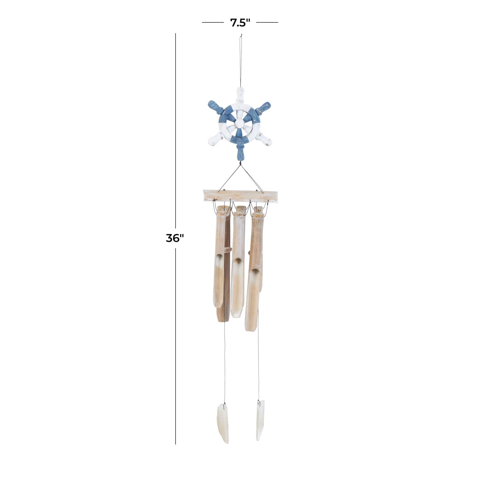 36" Ship Wheel Handmade Bamboo Windchime with Log Chimes