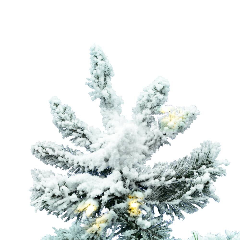 7.5ft. Pre-Lit Slim Flocked Utica Fir Artificial Christmas Tree, Pure White LED Lights