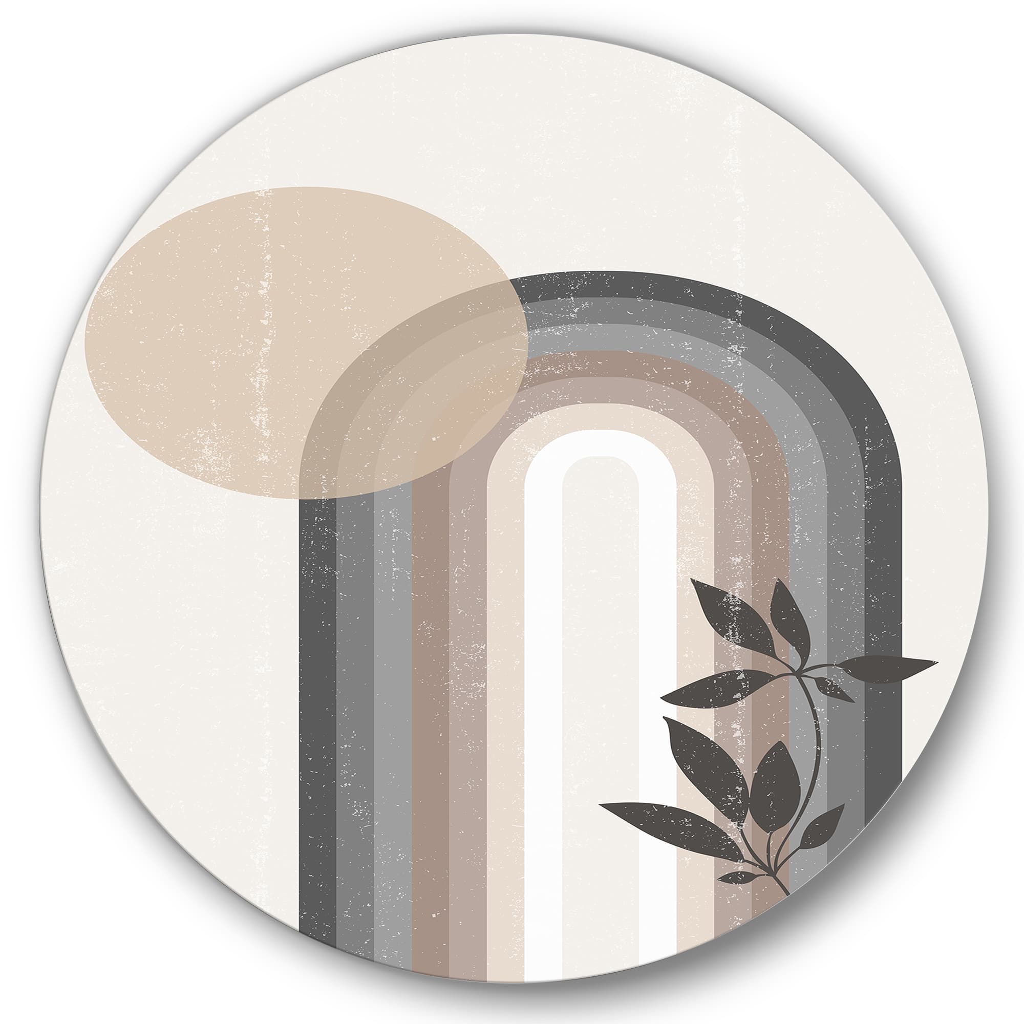 Designart - Abstract Rainbow Sun and Moon In Earth Tones III - Modern Metal Circle Wall Art