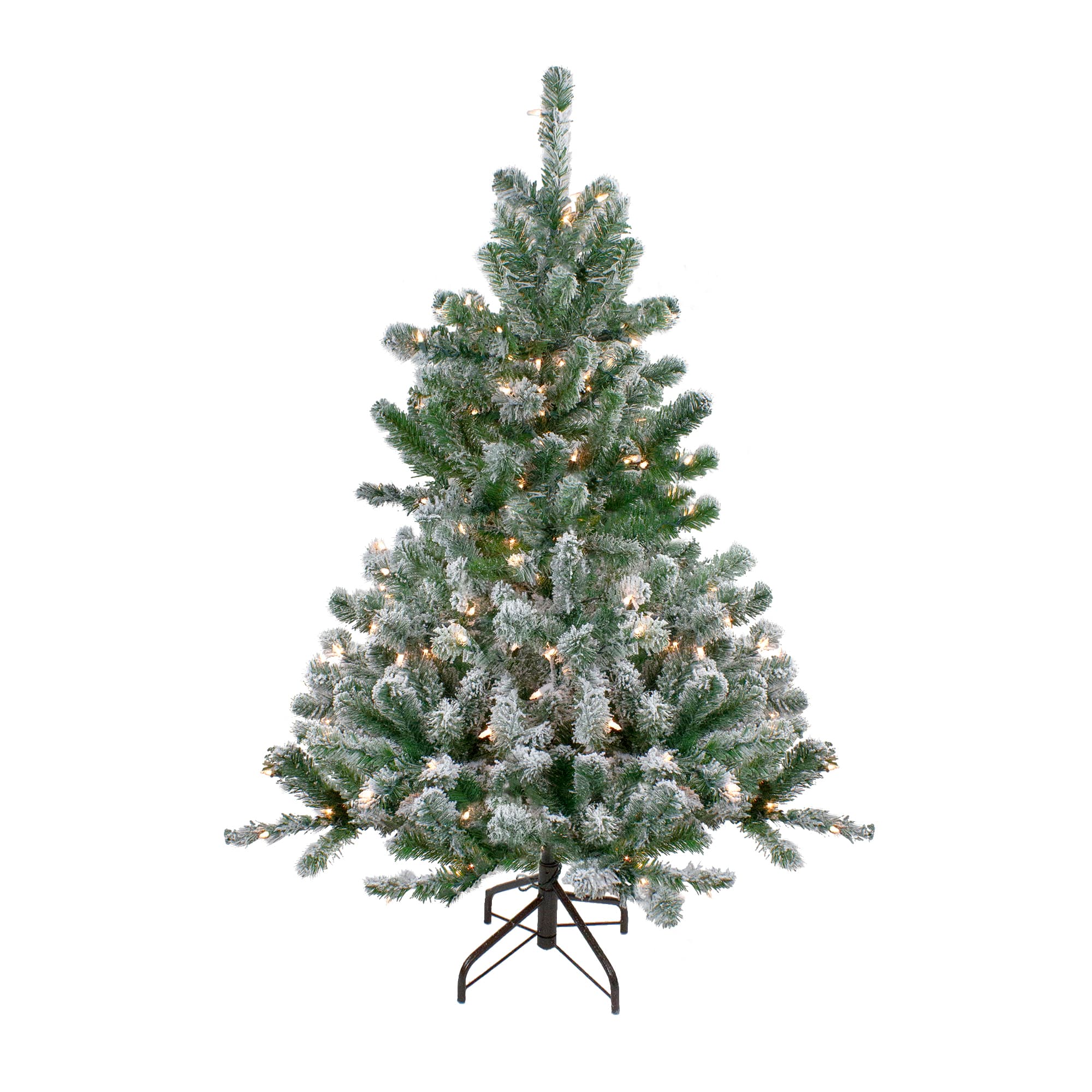 4.5Ft Pre-Lit Flocked Natural Emerald Full Artificial Christmas Tree, Clear Lights By Northlight in Green | 4.5 ft | Michaels®