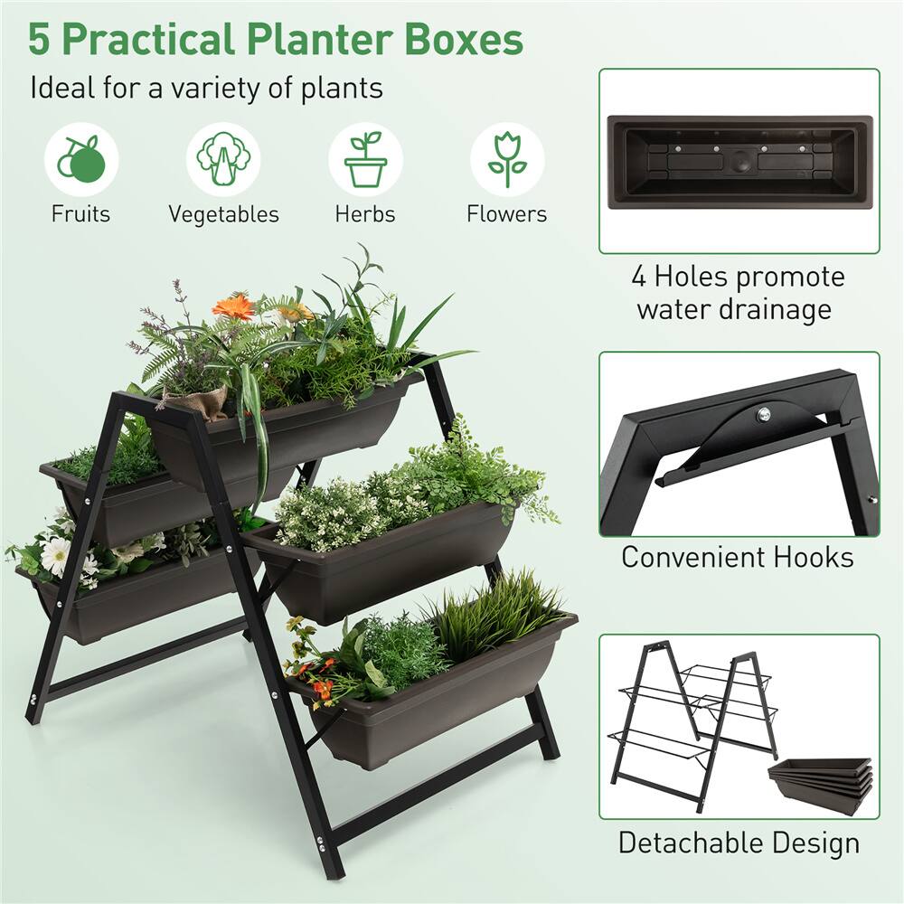 Costway 31" x 36" Raised Garden Bed 3-Tier Vertical Planter with Plant Boxes