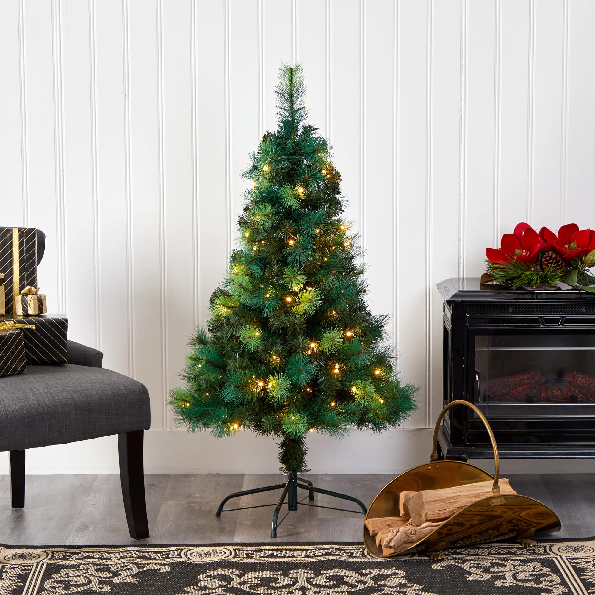 4ft. Pre-Lit Mixed Green Scotch Pine Artificial Christmas Tree with LED Lights