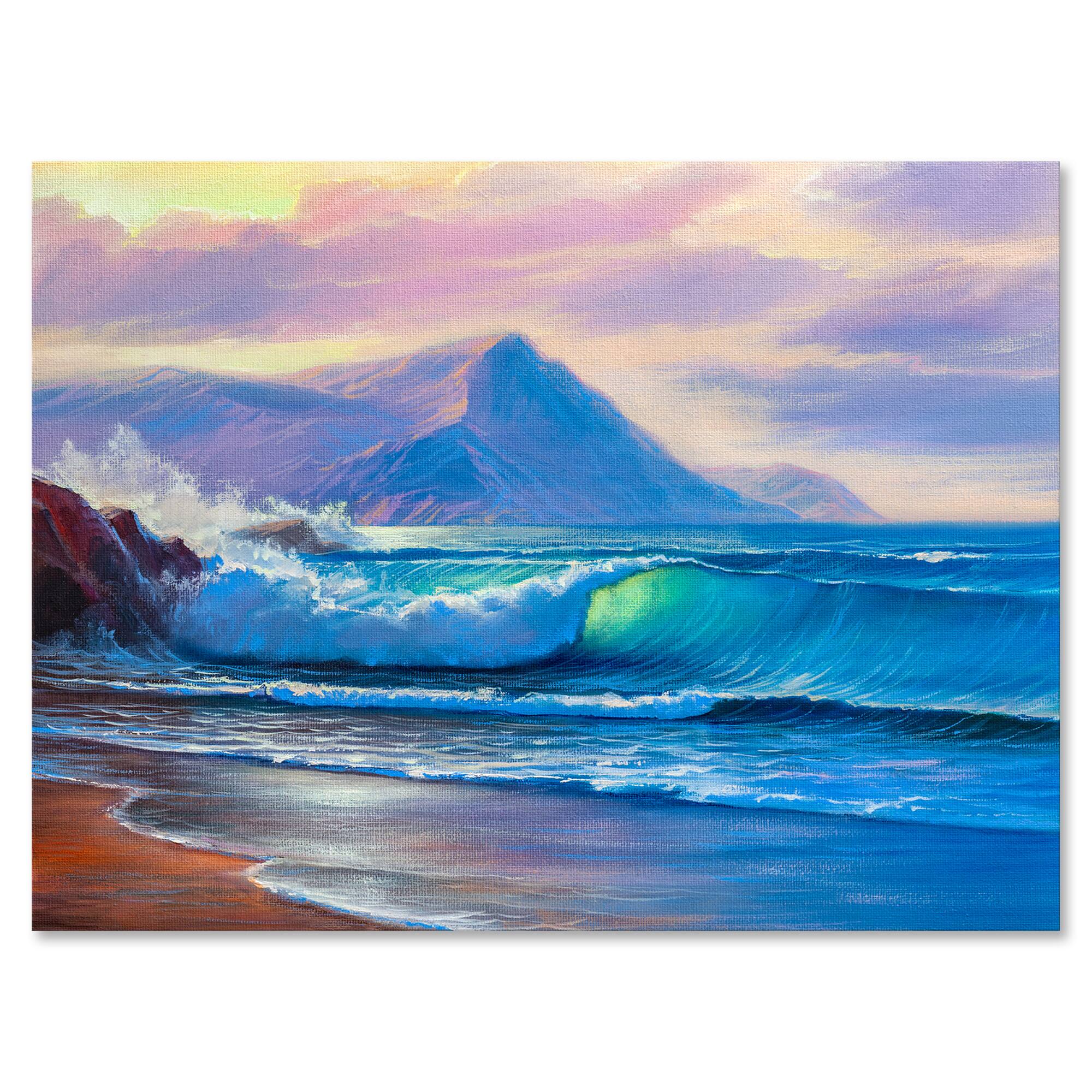 Designart - Blue Waves Breaking At The Beach I