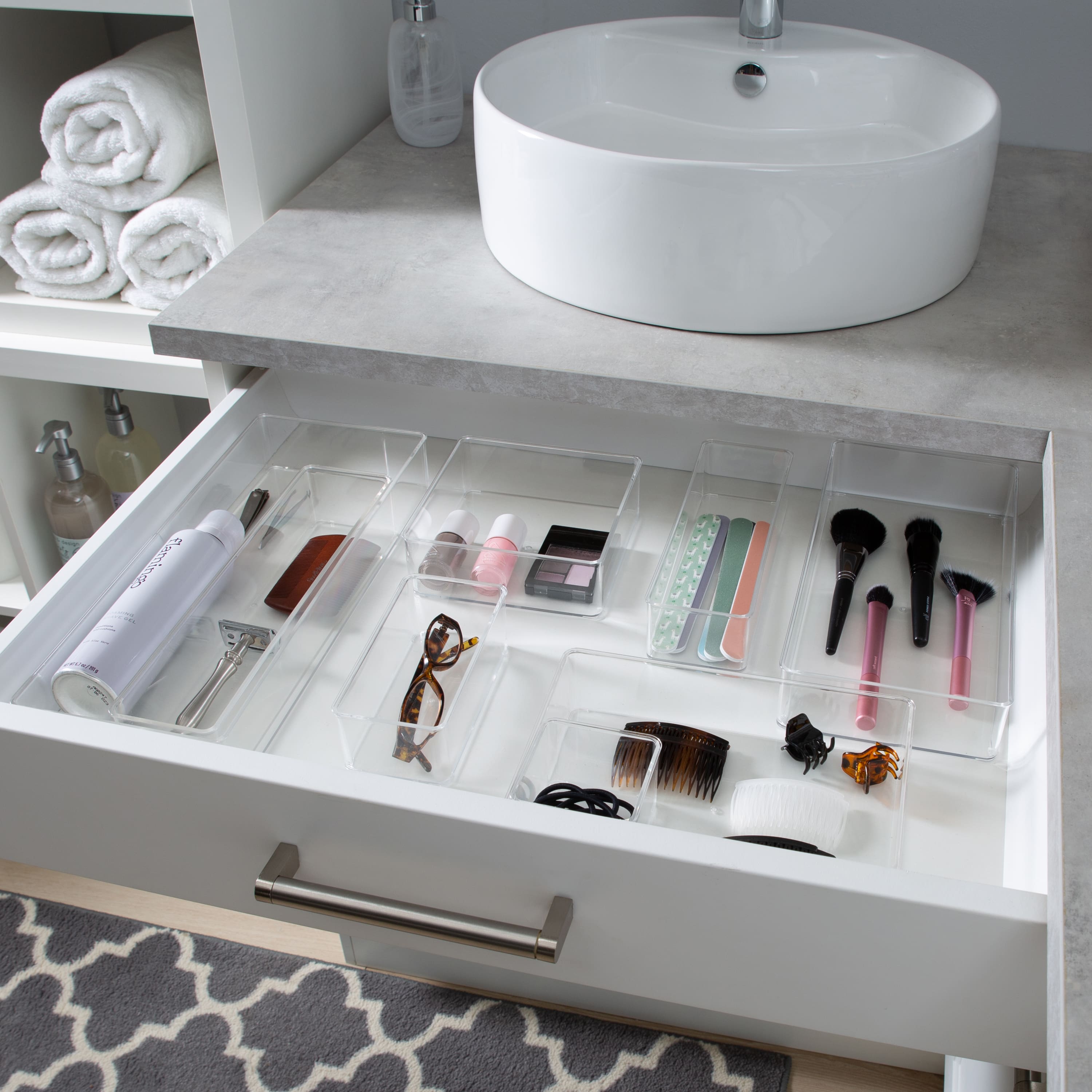 Simplify Long Narrow Clear Drawer Organizer