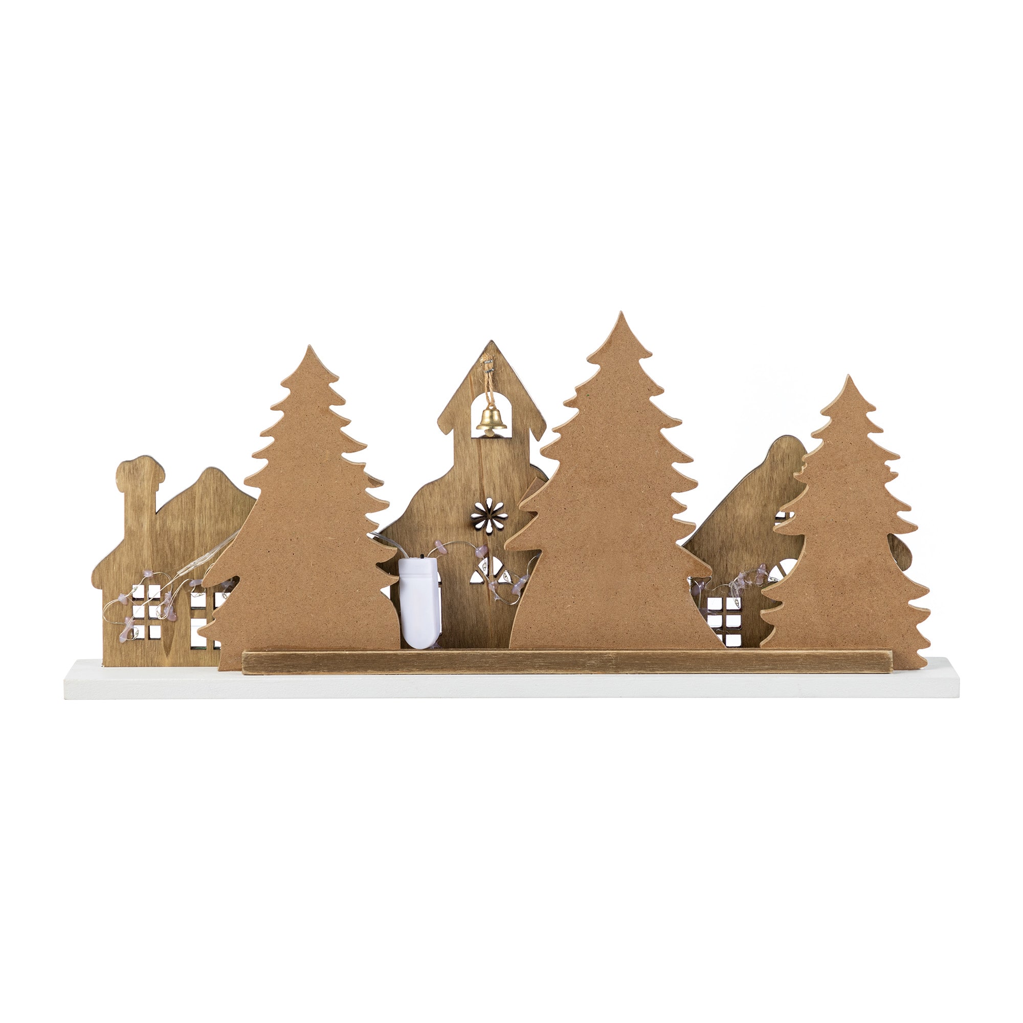 Glitzhome® 20" Lighted Wooden Christmas Villages Table Decor