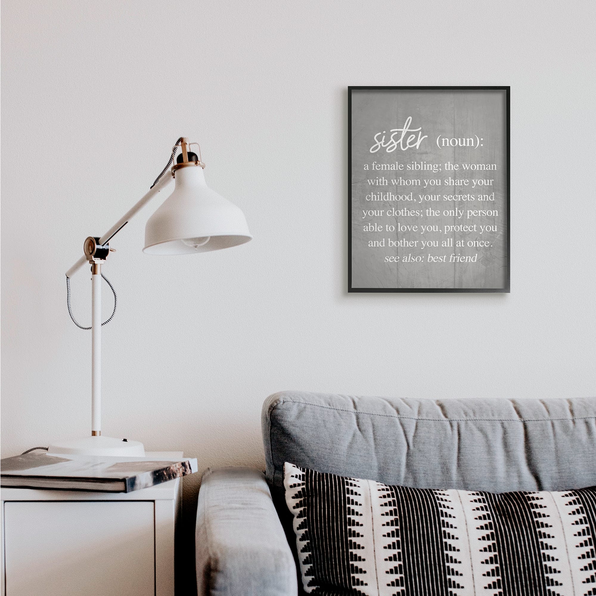 Stupell Industries Sister Definition Family Inspired Phrases Grey Pattern in Frame Wall Art