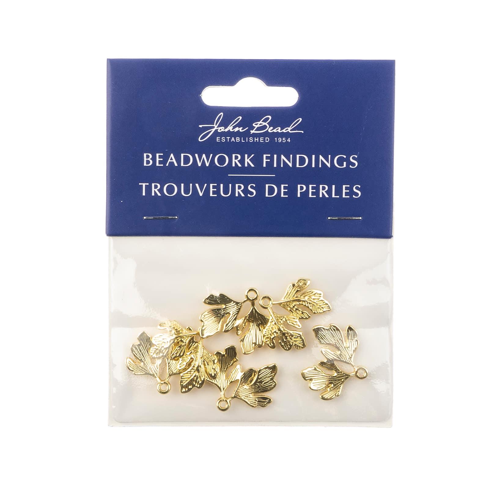 John Bead Beadwork Findings Gold Two Leaves Pendant, 6ct.