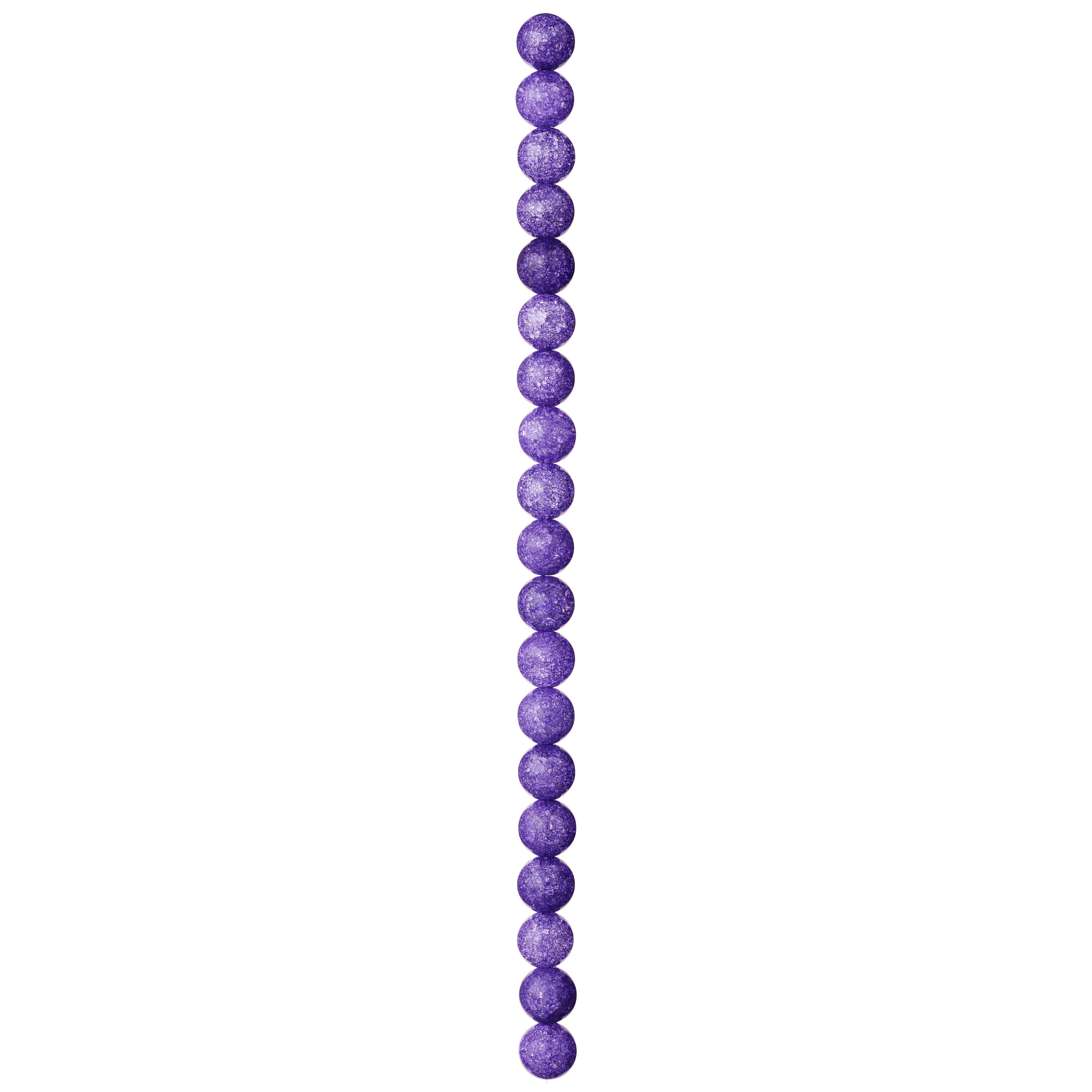 Purple Crackled Quartz Round Beads, 10mm by Bead Landing™