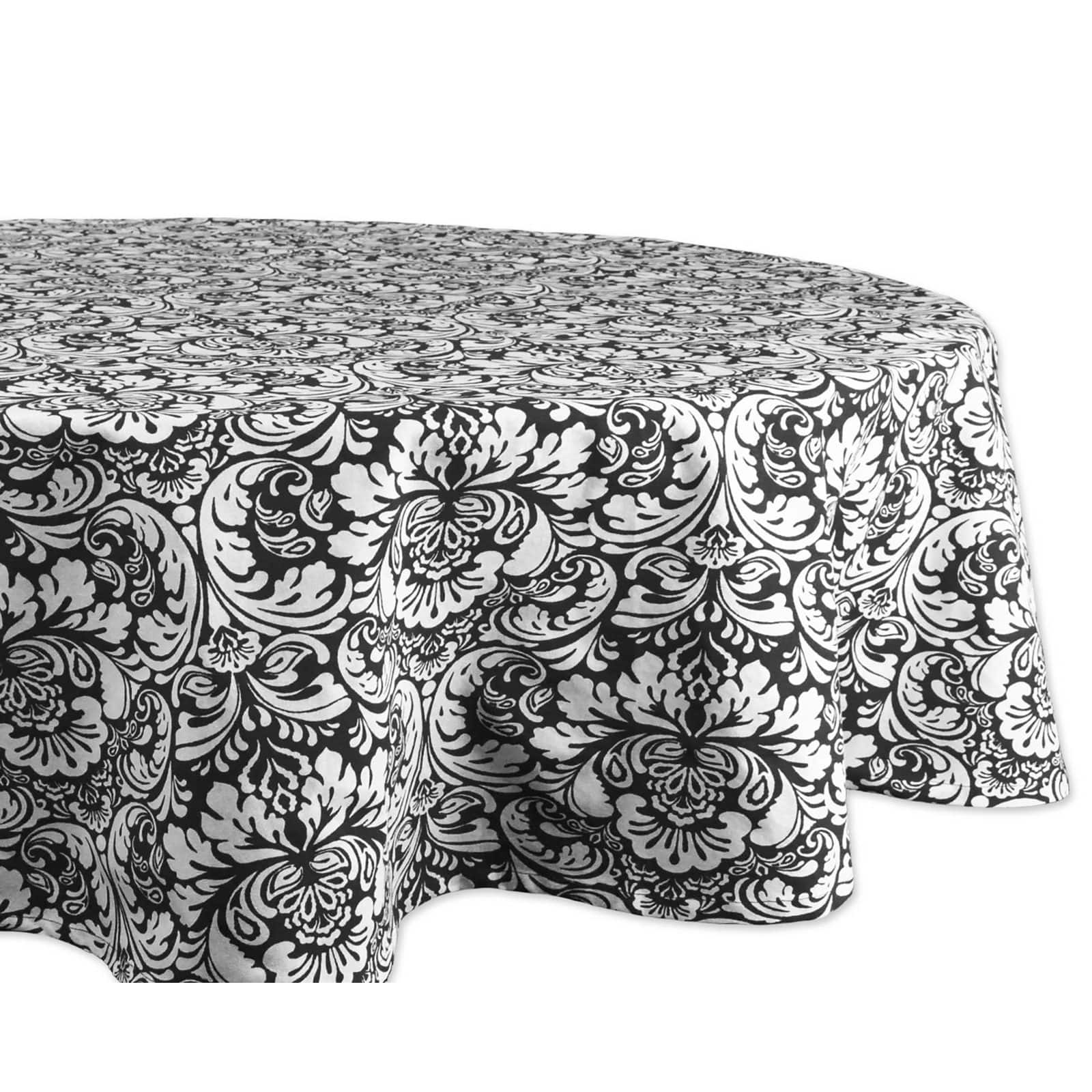 DII® 70" Round Black Damask Tablecloth