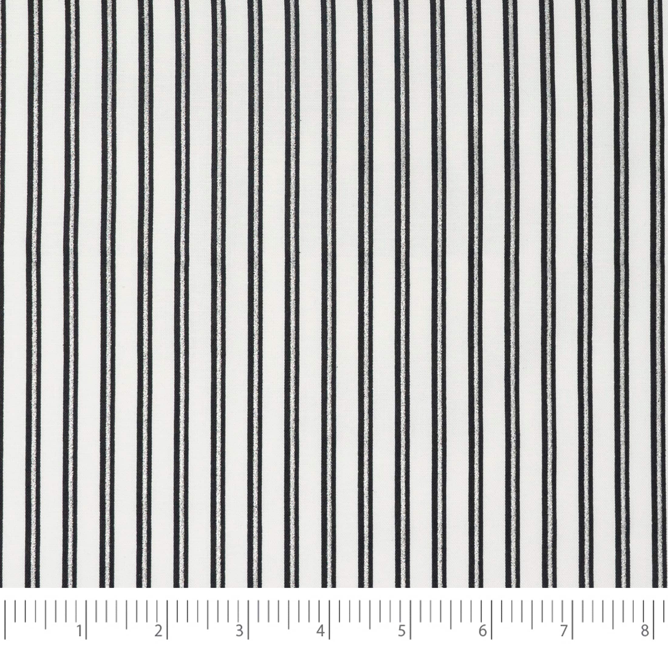 Stitch & Sparkle Dark Romance Collection Metallic Stripe Cotton Fabric