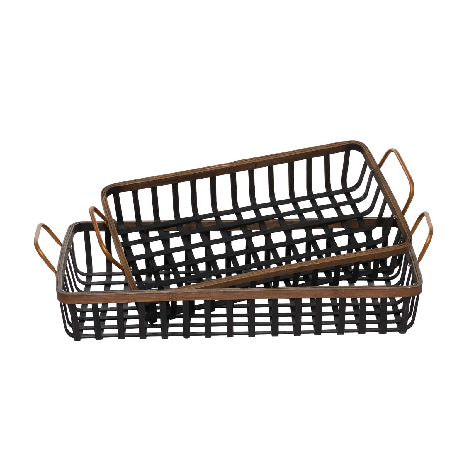 Black Wood Boho Style Tray Set
