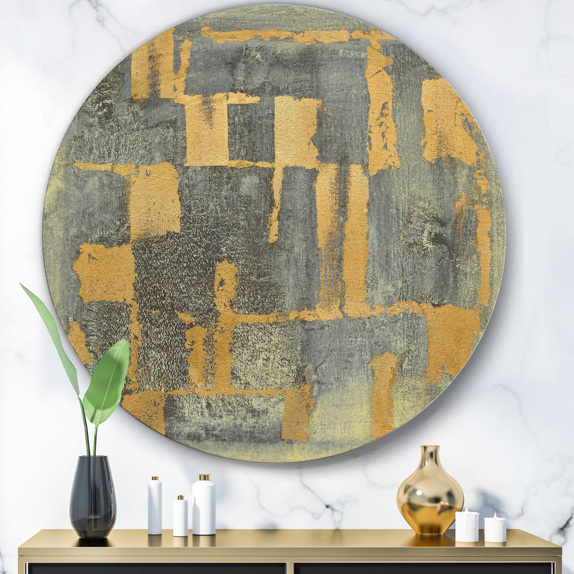Designart - Glam Metallic Form II - Glam Metal Circle Wall Art