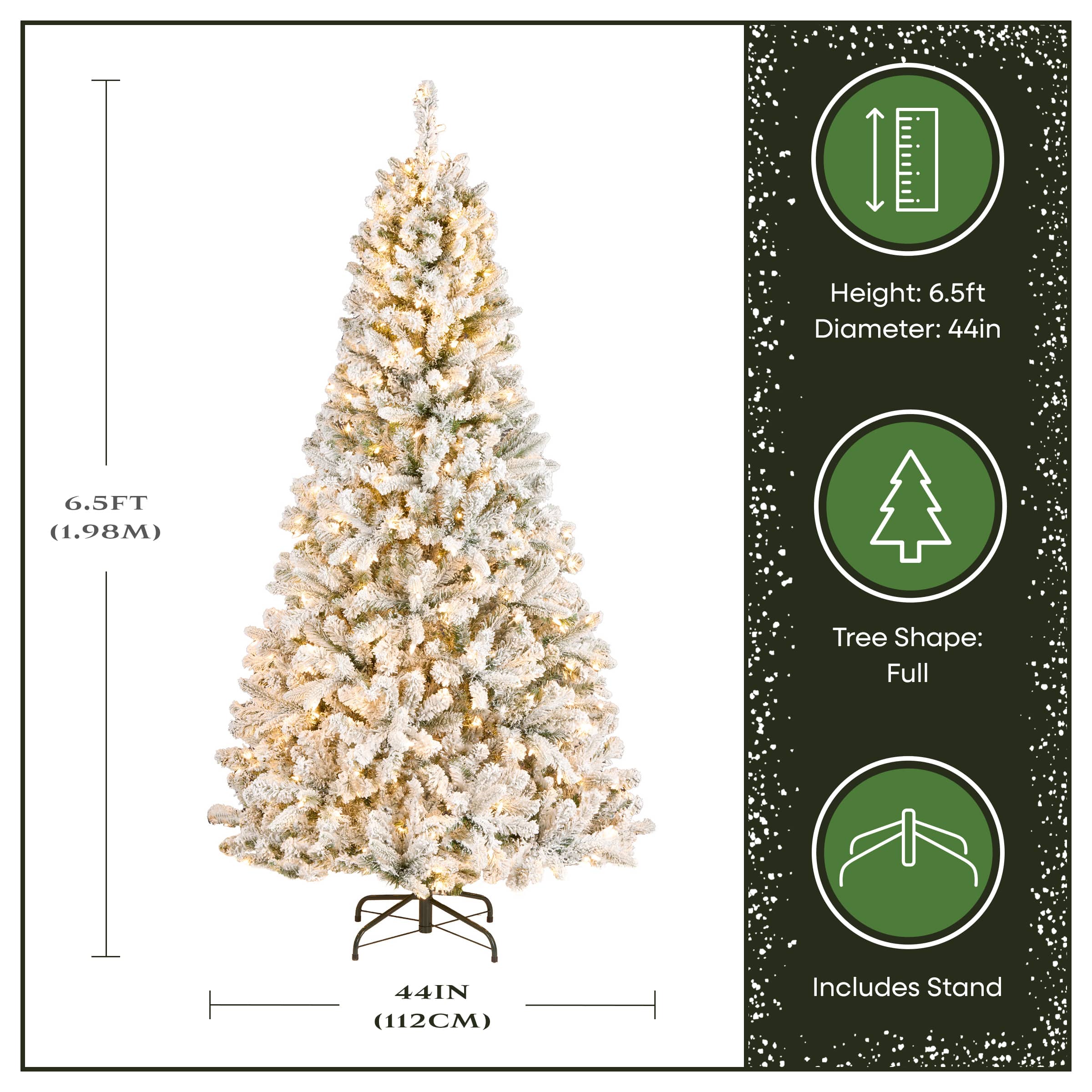 6.5ft. Pre-Lit Snowy Mixed Pine Artificial Christmas Tree, Clear Lights