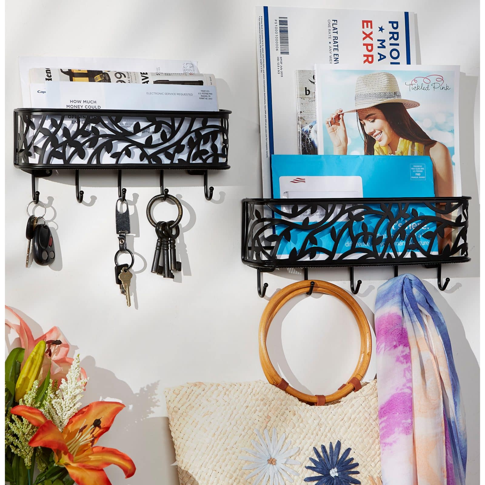 DII® 13" Black Mail & Key Organizer Wall Mount