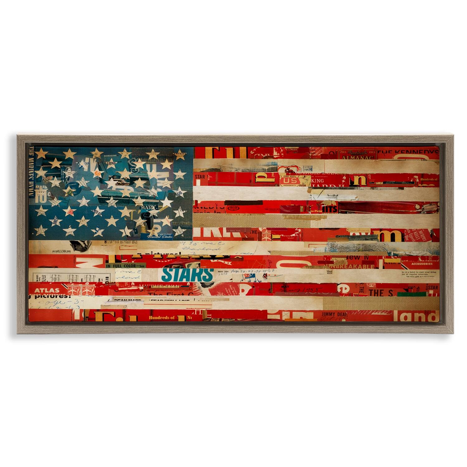 Stupell Industries Patriotic Collaged Flag Floater Framed Art