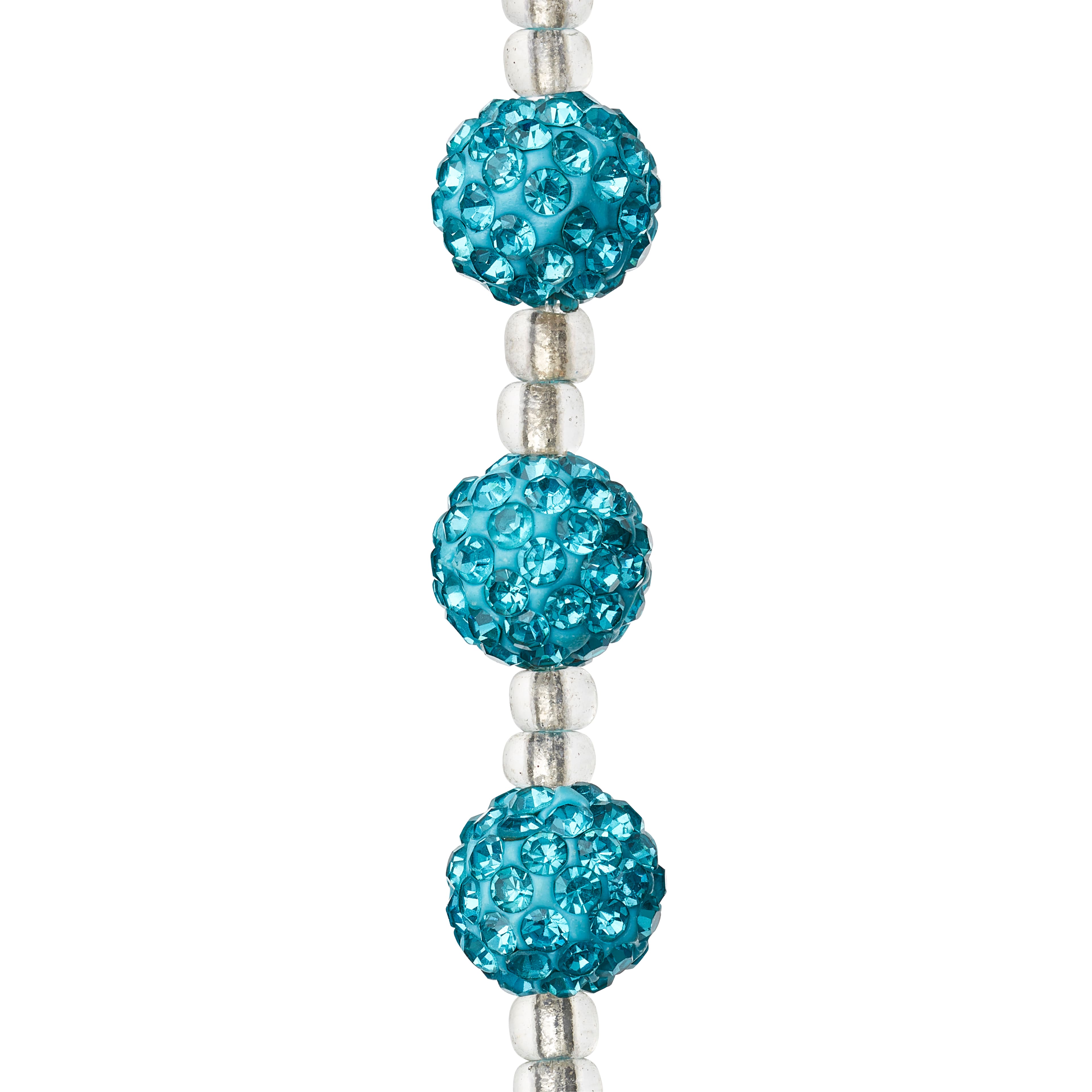 Aqua Rhinestone Studded Round Beads, 10mm by Bead Landing™