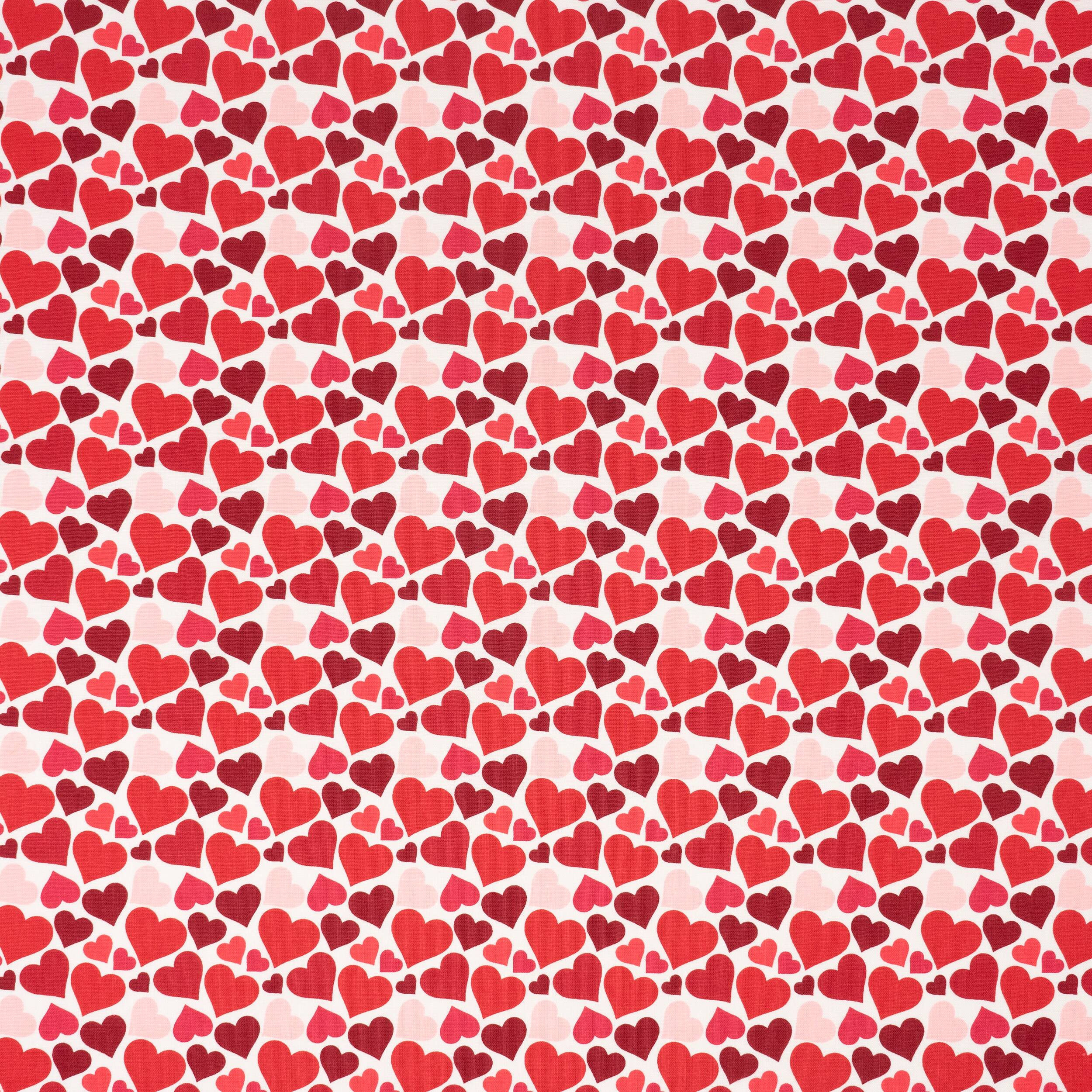 SINGER Packed Hearts on White Print Cotton Fabric