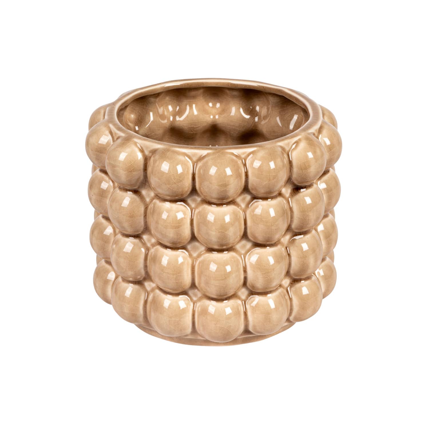 Hello Honey® 6" Tan Round Stoneware Planter with Raised Dots