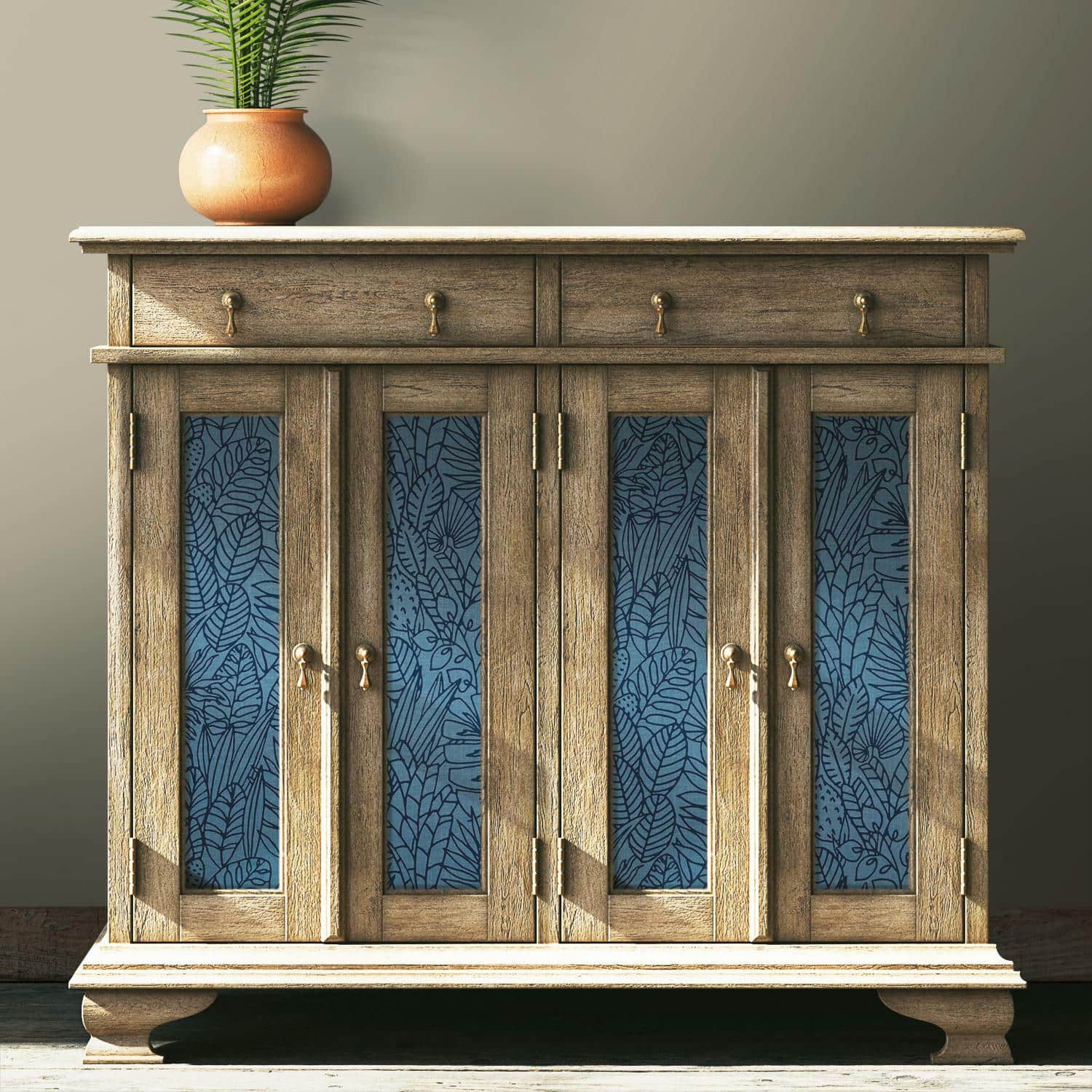 RoomMates Tropical Leaves Sketch Peel & Stick Wallpaper