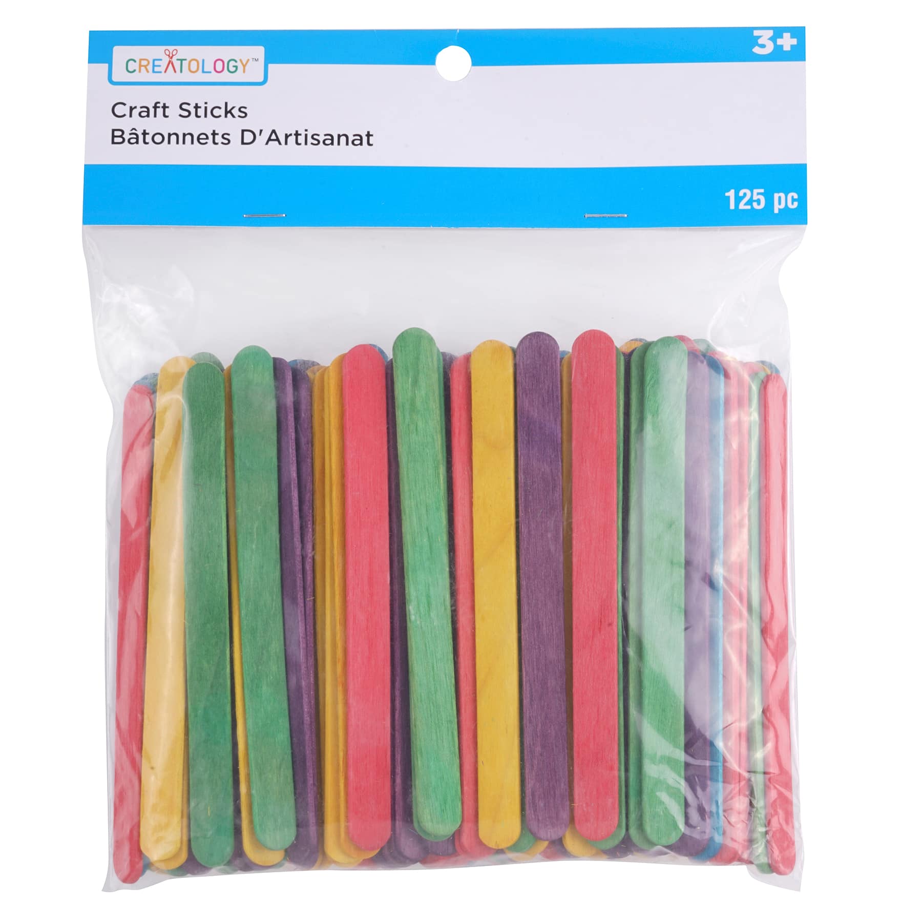 12 Packs: 125 ct. (1,500 total) Multicolor Wood Craft Sticks by Creatology™