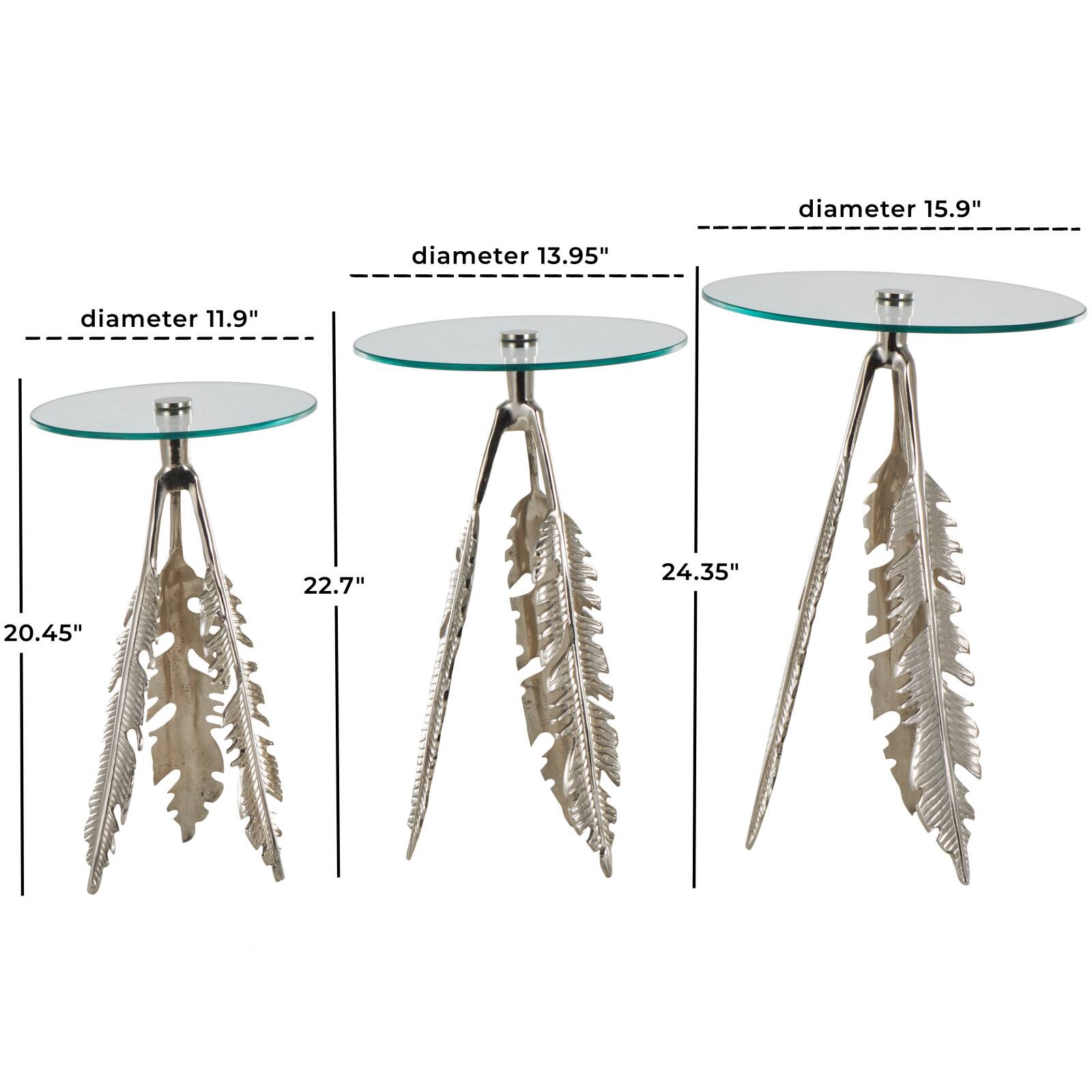 Silver Leaf Aluminum Metal Table Set