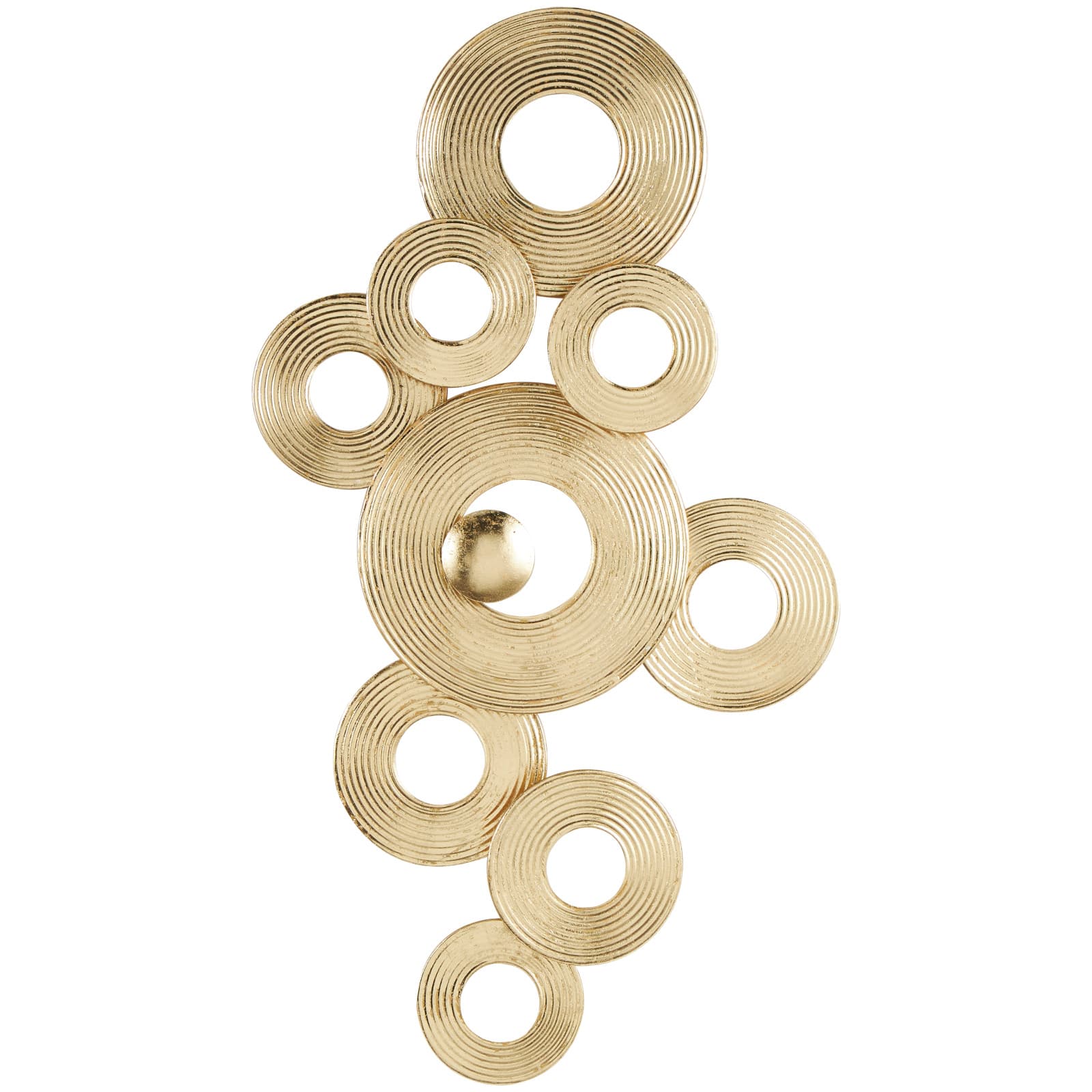 Gold Metal Abstract Stacked Circle Ring Wall Decor with Groove Texture
