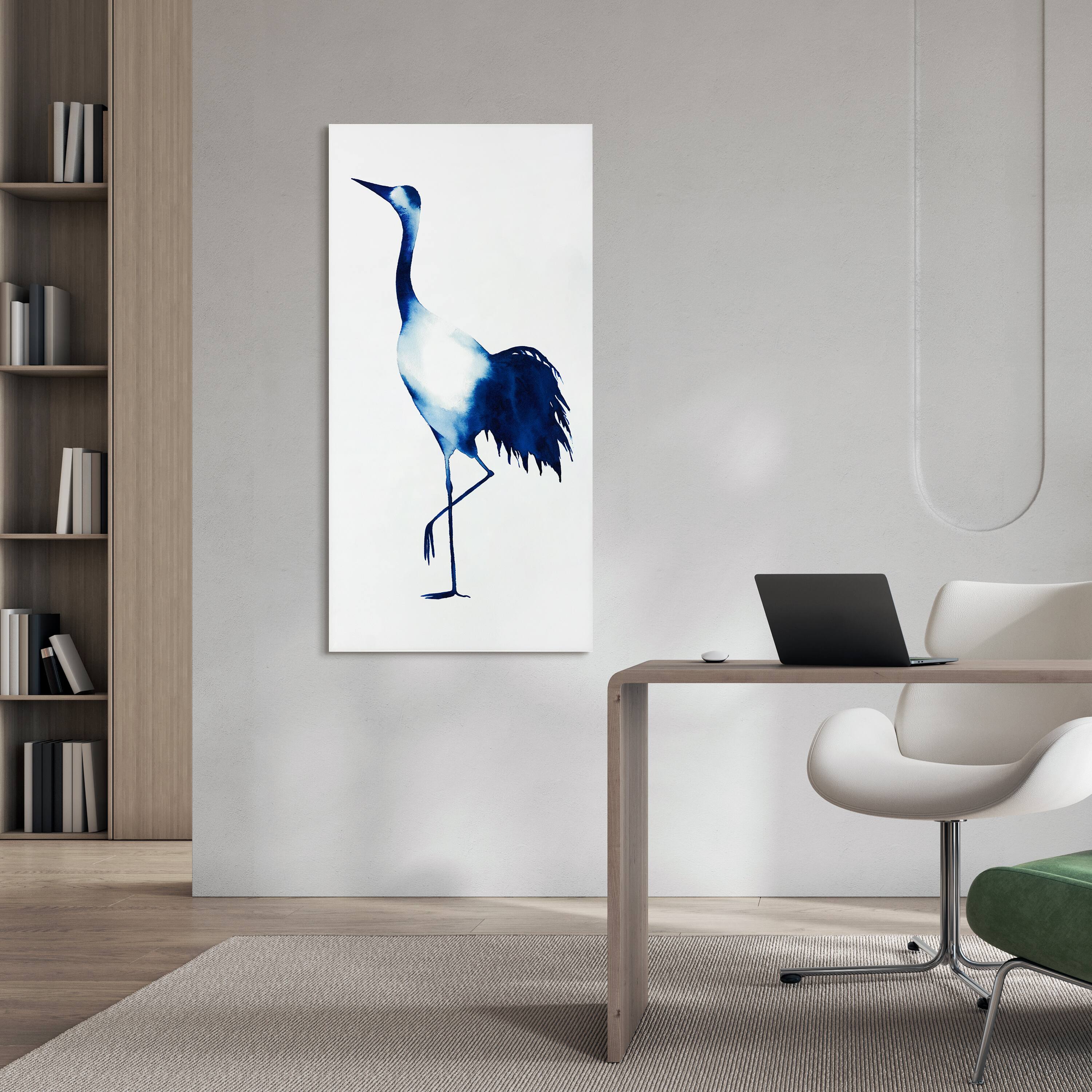 Empire Art Direct 24" x 48" Ink Drop Crane 2 Frameless Free Floating Printed Tempered Glass Wall Art