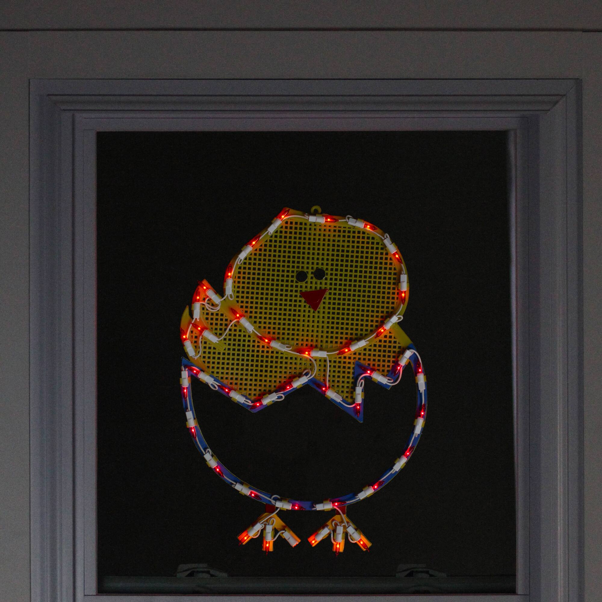 17" Yellow Lighted Hatching Baby Chick in Egg Easter Window Silhouette