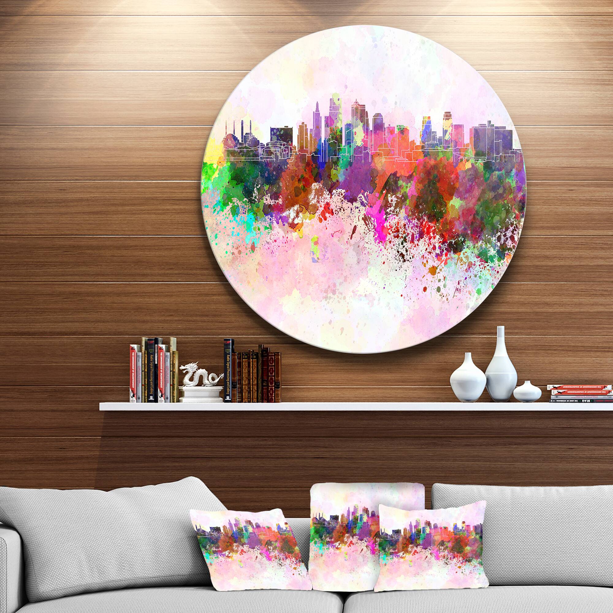 Designart - Kansas City Skyline' Disc Cityscape Metal Artwork Print