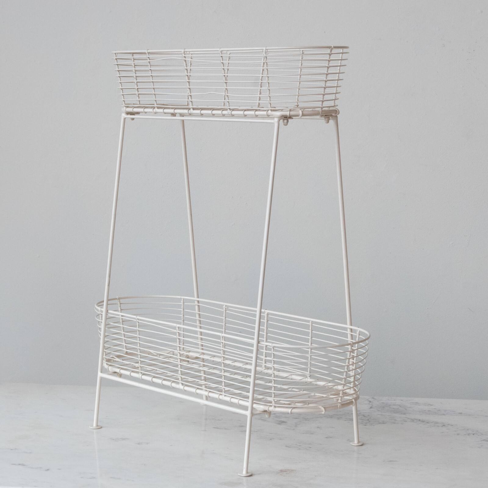 Serenity Metal Wire Plant Stand, Cream