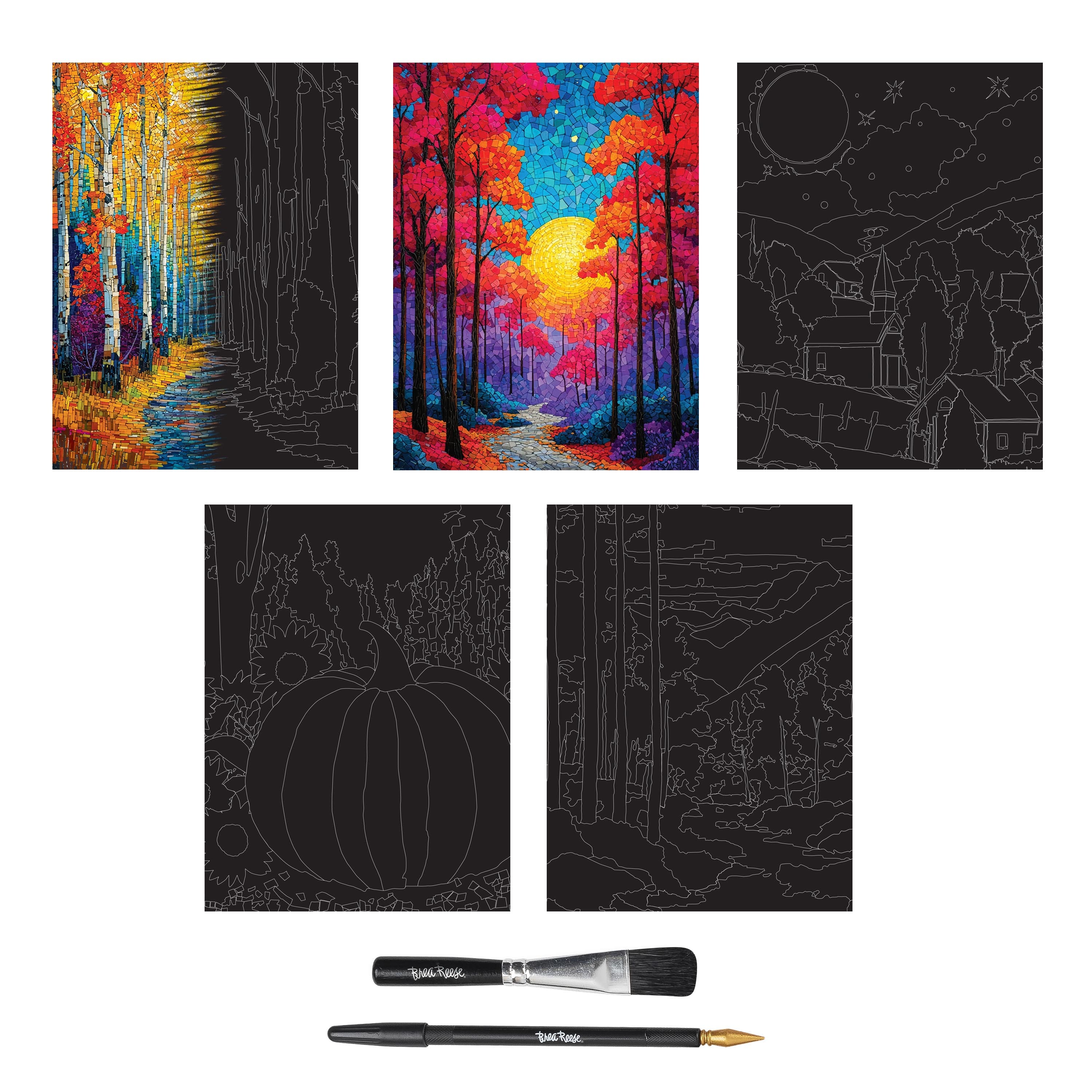 Brea Reese® 9" x 12" Autumn Mosaic Scratch Art Paper Pad