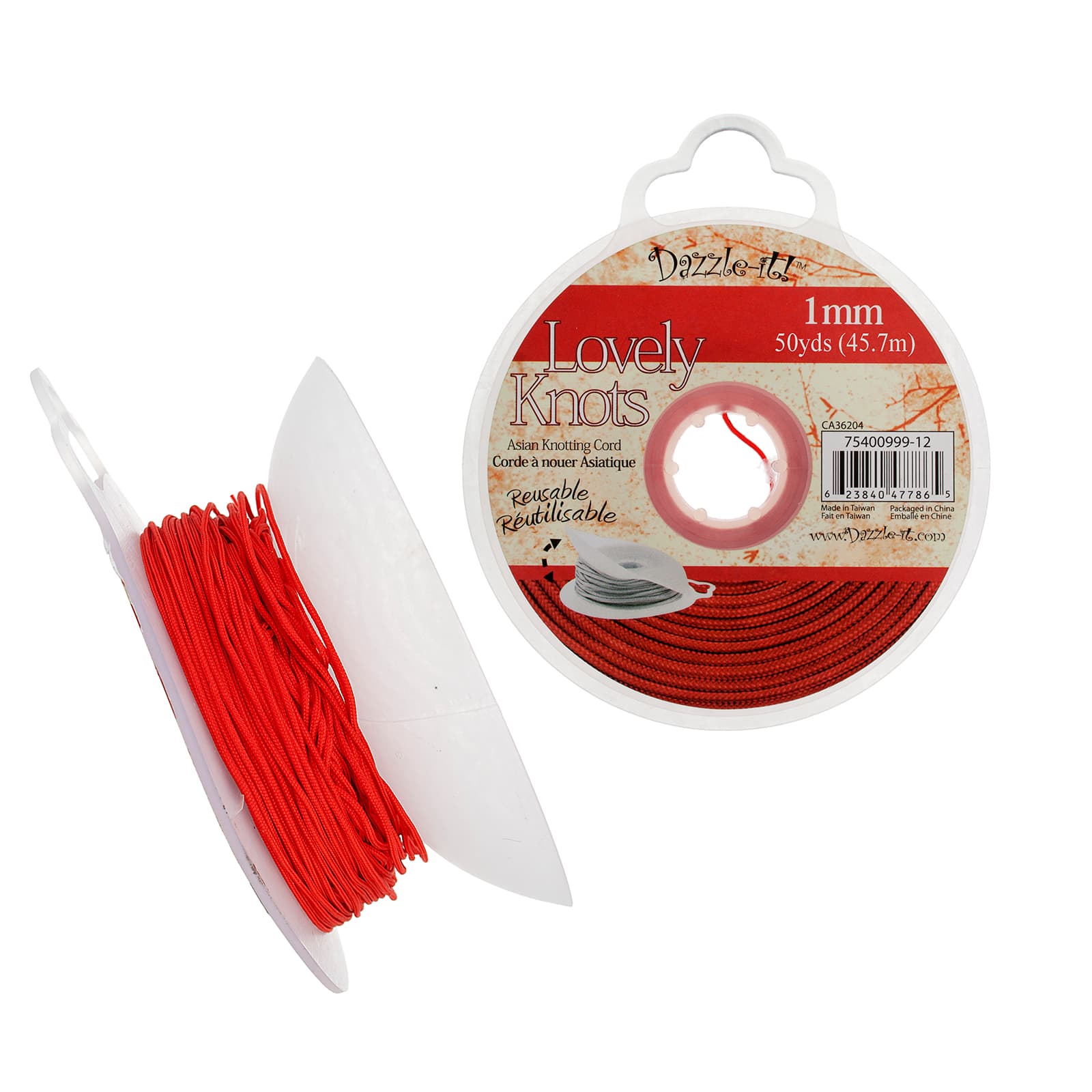 John Bead Lovely Knots 1mm Asian Knotting Cord with Bobbin, 50yd.