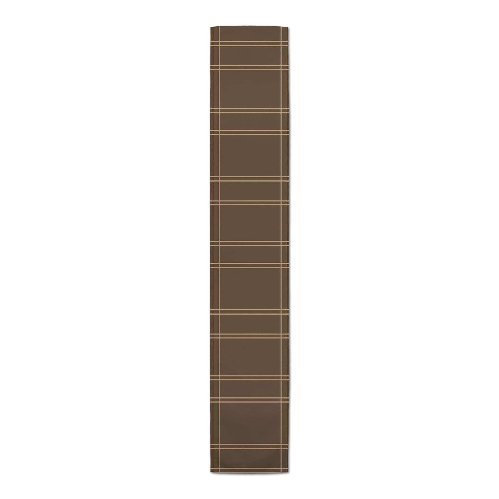 72" Brown Plaid Fall Lines Poly Twill Table Runner
