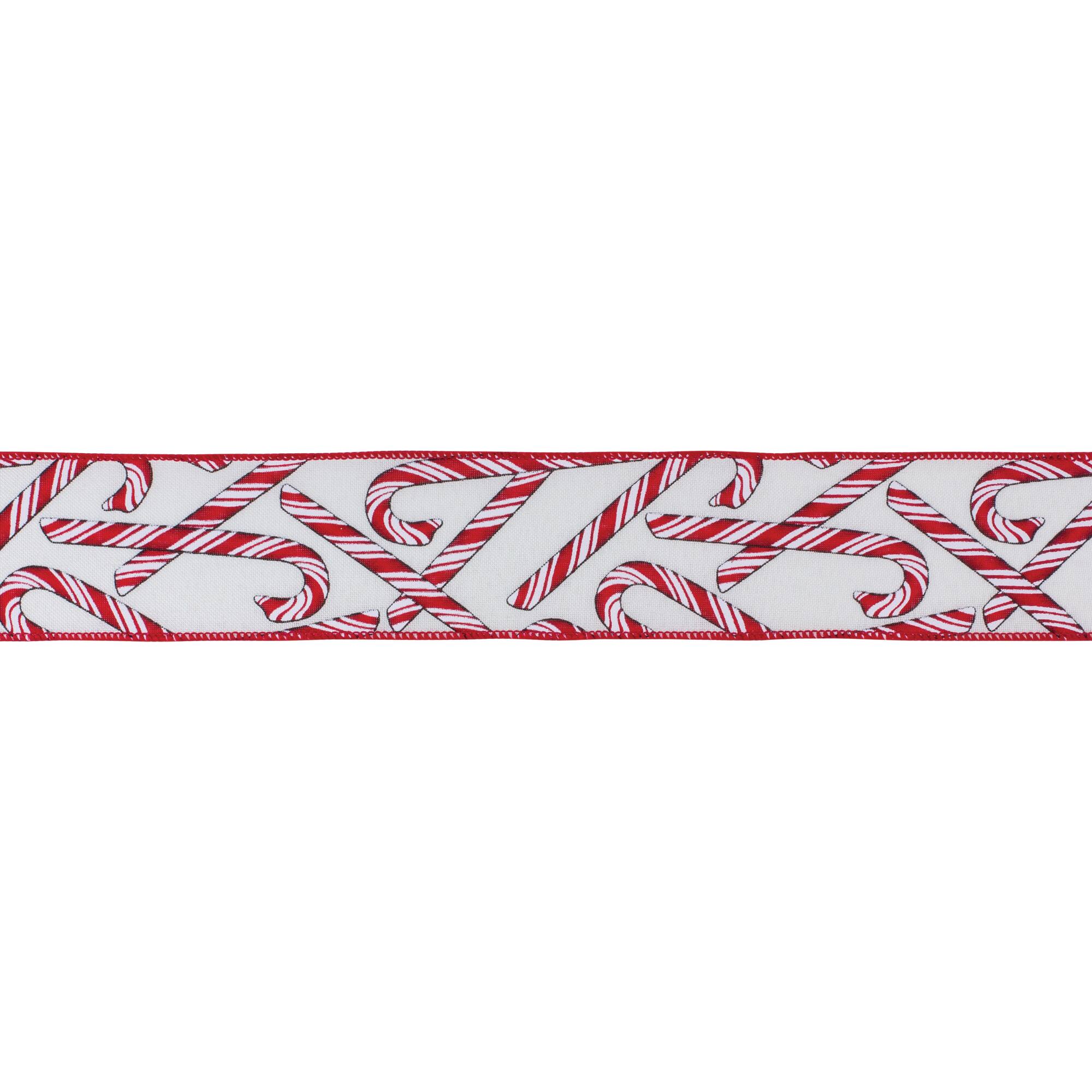 Melrose 2.5" x 10yd. Candy Cane Wired Ribbons, 2ct. in White/Red | Michaels®