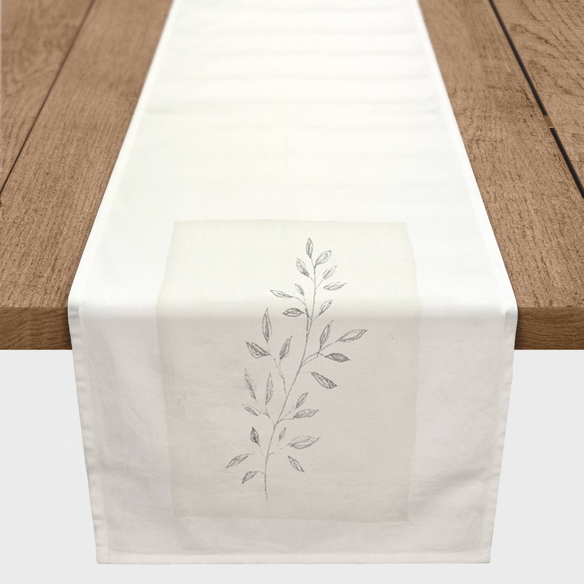 Leaves on Linen Cotton Twill Runner