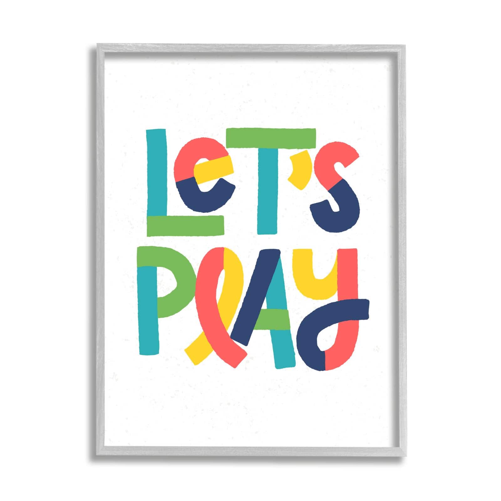 Stupell Industries Let's Play Motivational Kids' Phrase Bold Playful Typography Framed Wall Art