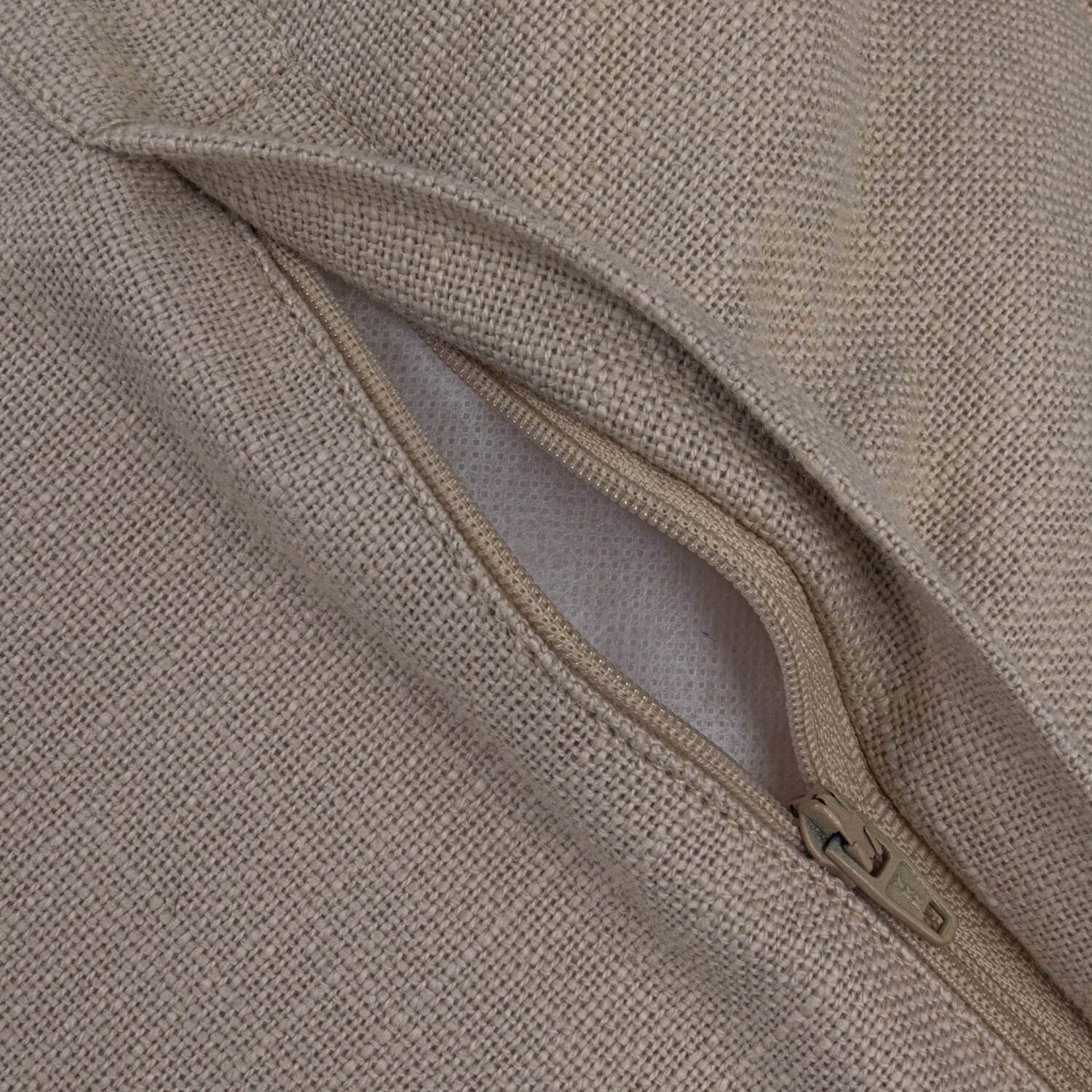 Hello Honey® 20" Cream & Brown Striped Woven Linen Fringed Pillow