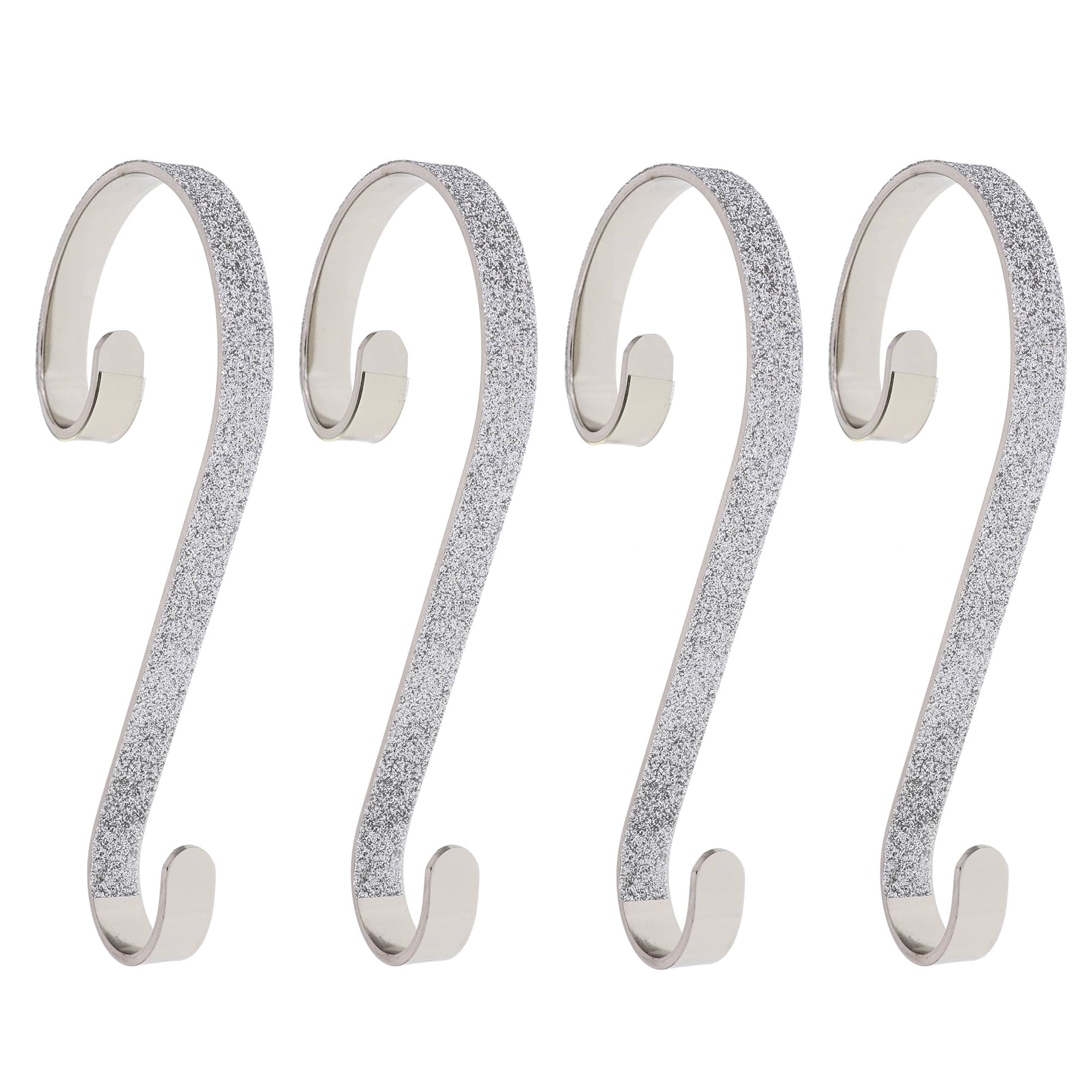 Haute Decor Stocking Scroll® Silver Glitter Stocking Holders, 4ct. 