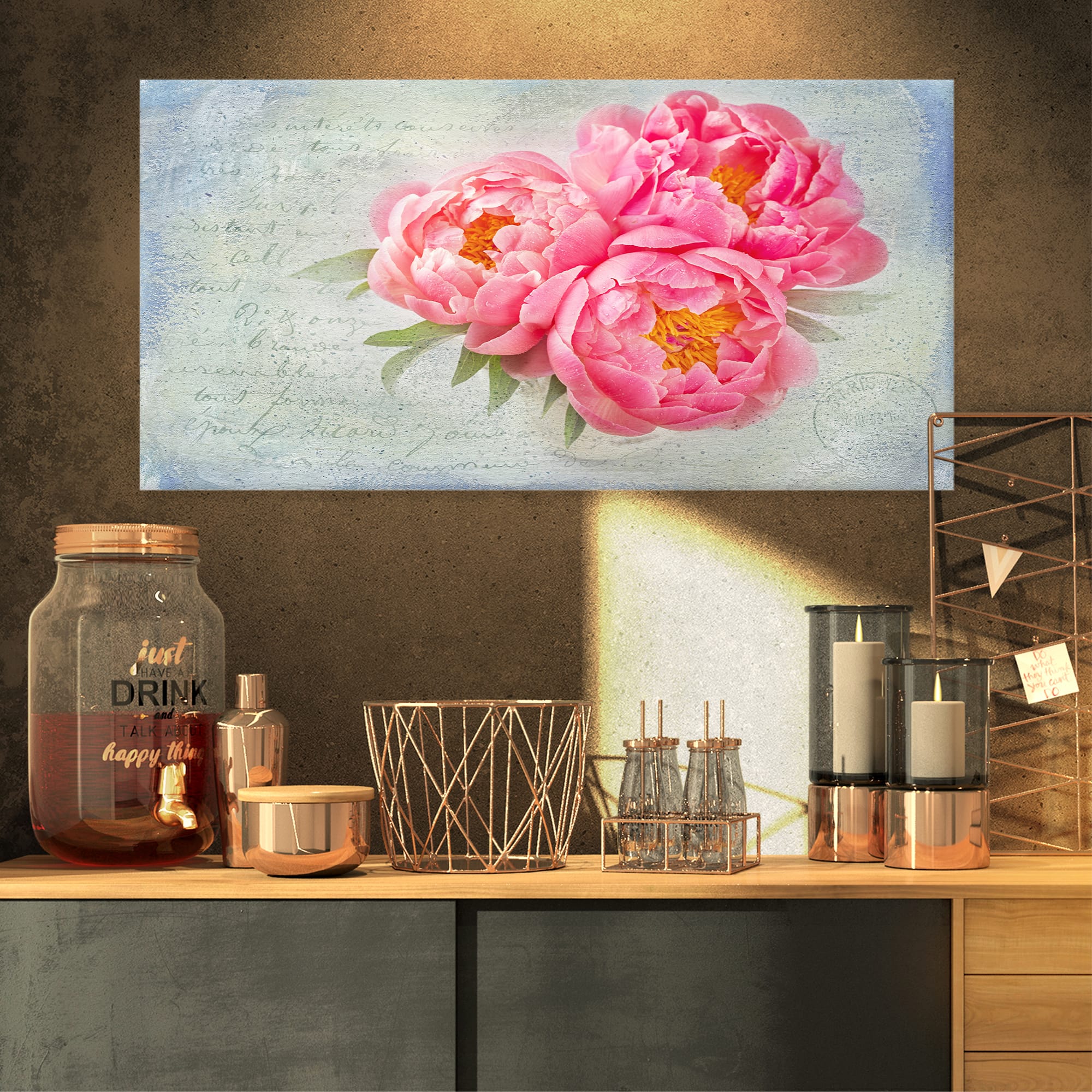 Designart - Pink Peony Flowers in White Vase