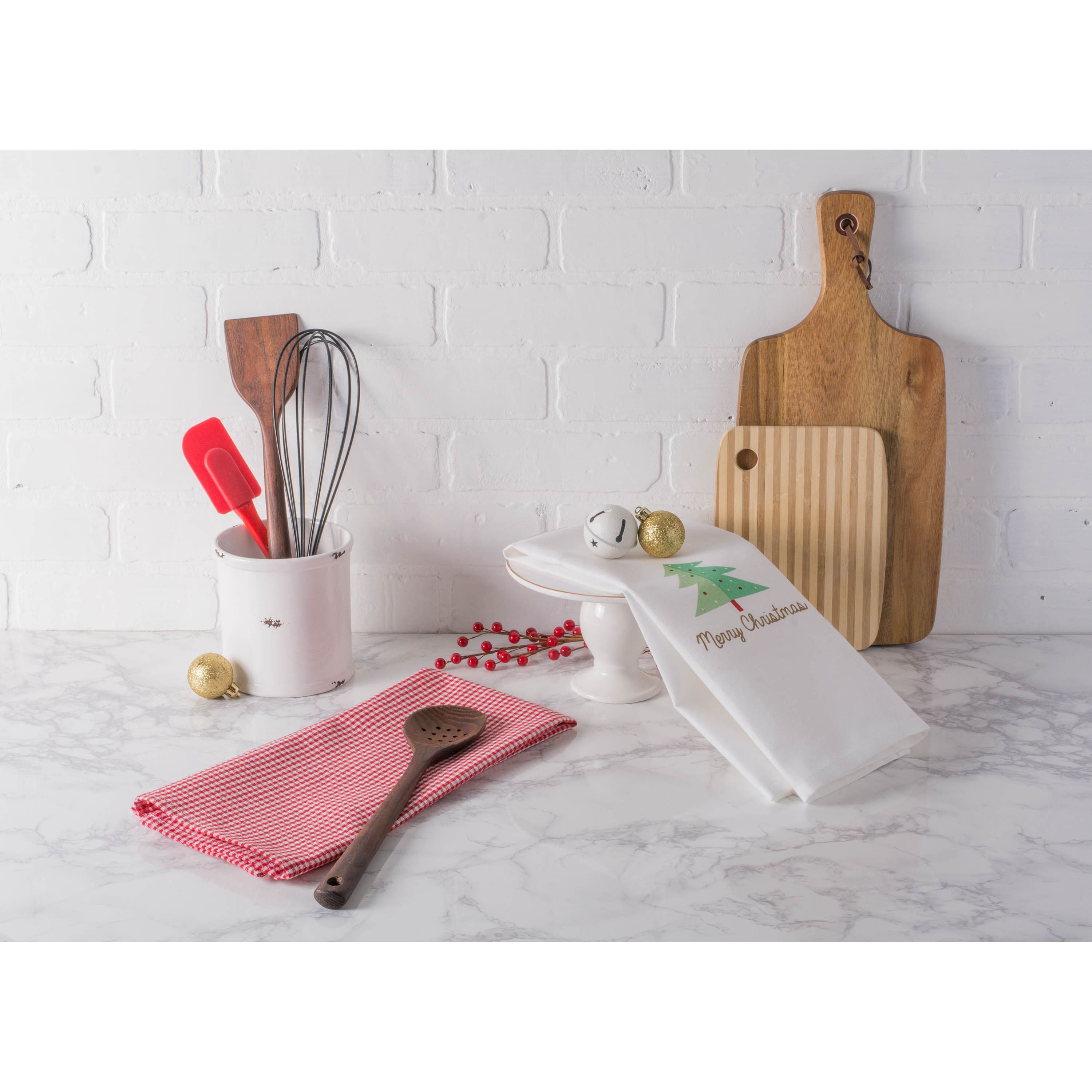 DII® Red Check & White Merry Christmas Dishtowel Set